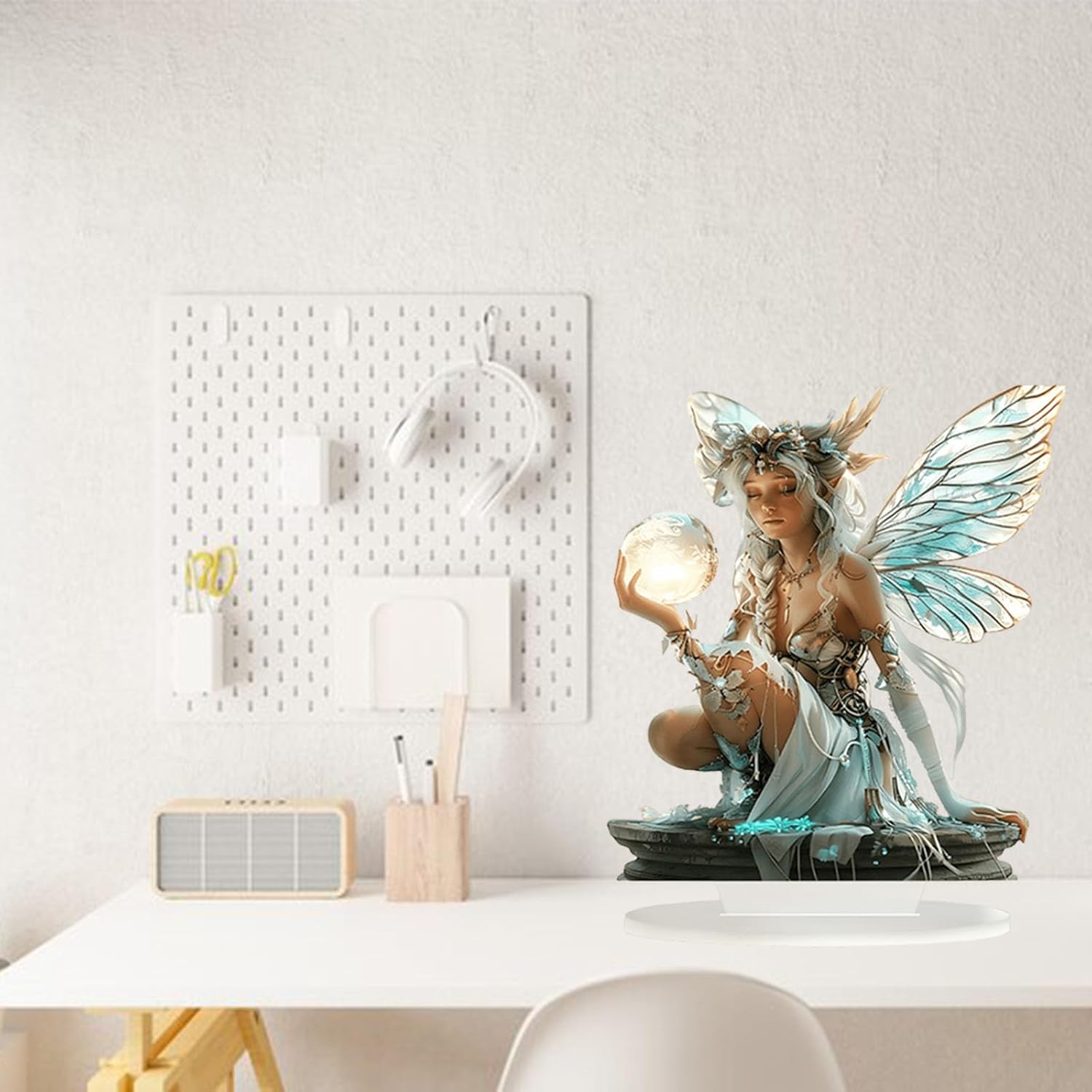 Moon Fairy Desktop Standee, 2D Flat Acrylic Art Butterfly Elf Tabletop Ornament Decoration, Home Study Room Bookshel Office Creative Decor Supplies - Image 8