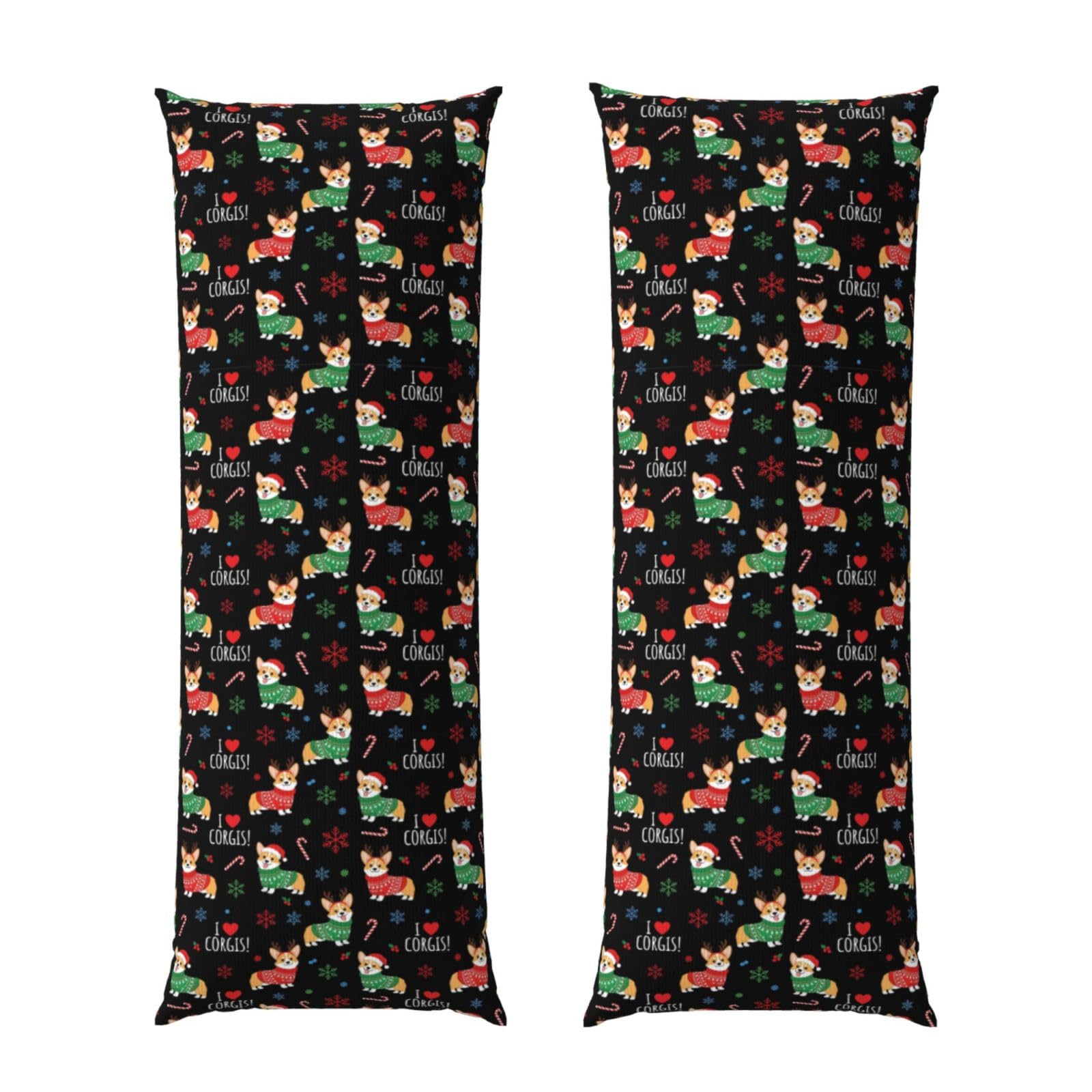 Long Pillowcase 20x60 Christmas Pattern with Corgis Dog, Body Pillow Cover with Hidden Zipper, Premium Brushed Fabric, Breathable Protector for Bedroom Sofa Home