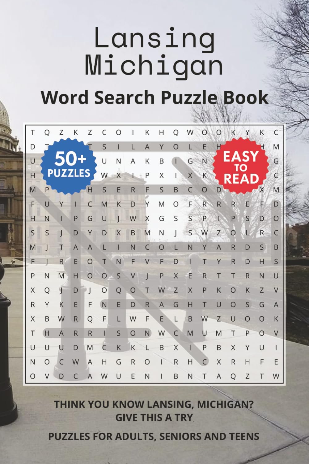 Lansing Michigan Word Search Puzzle Book: Think you know Lansing, Michigan? Give this a try. Puzzles for Adults, Seniors and Teens.