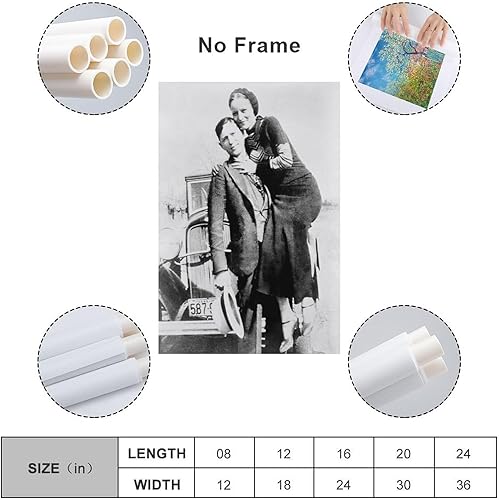 Miniatura 2 de Póster en blanco y negro con Bonnie y Clyde Wanted Gangster, decoración de pared, póster de arte de pared, pinturas en lienzo, decoración de pared,