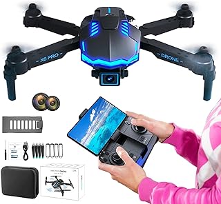 Câmera Drone 4k - Drones com câmera para adultos 4k - Longa controle 4K UHD Câmera 360°Evitação inteligente obstáculos 15 minutos Voo longo GPS Retorno automático para casa Motor Enjovdery