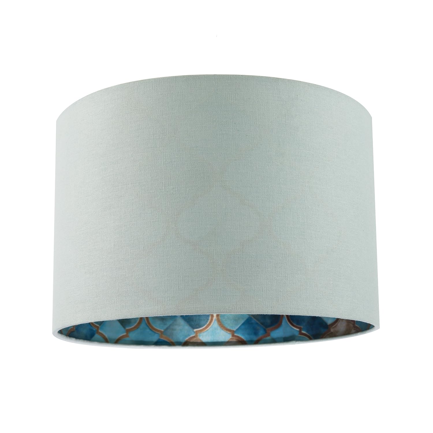 Designer Duck Egg Linen Lamp Shade with Moroccan Scale Pattern Lining by Happ...