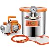 BACOENG 3CFM Vacuum Pump and 12 Litre Stainless Steel Vacuum Chamber with Tempered Glass Lid