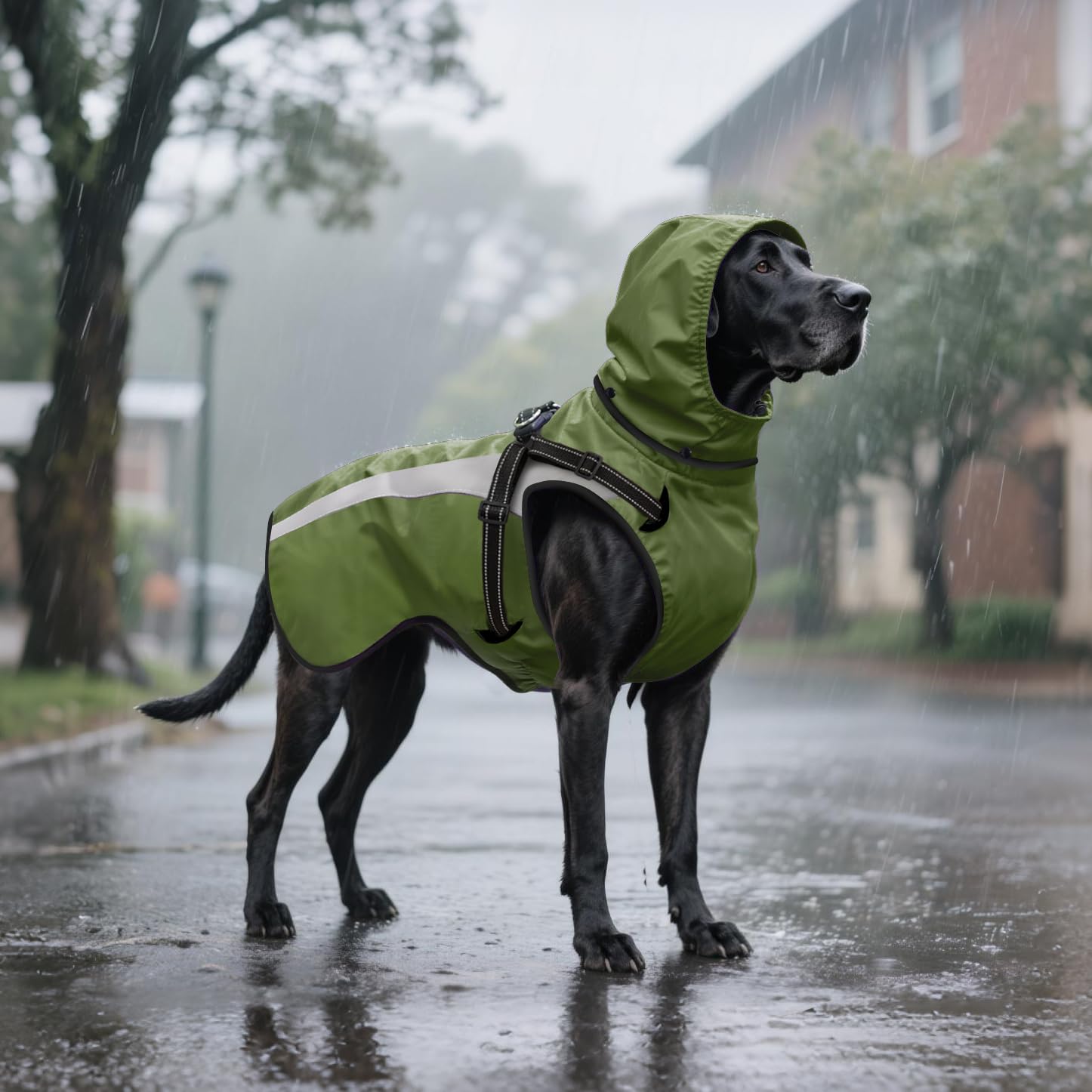 Impermeable Perro Impermeables para Perros Reflectantes Perros Chaquetas de Lluvia con Capucha Poncho para Perro pequeños y medianos Grandes S-XXL (Verde, XXL)