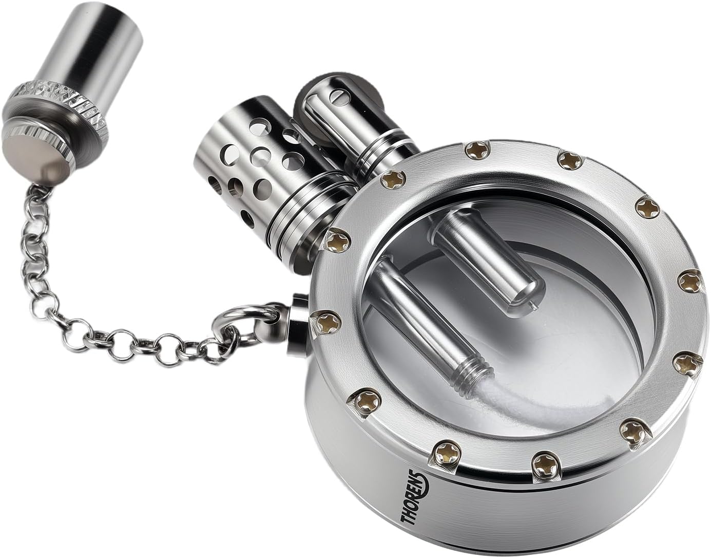 Unique Classic Windproof Kerosene Brass Lighter,Refillable Silver Lighters,Outdoor Camping,Transparent,Flint Wheel, Collectible,Men's Gift,Thorens Round Pocket Watch Lighter