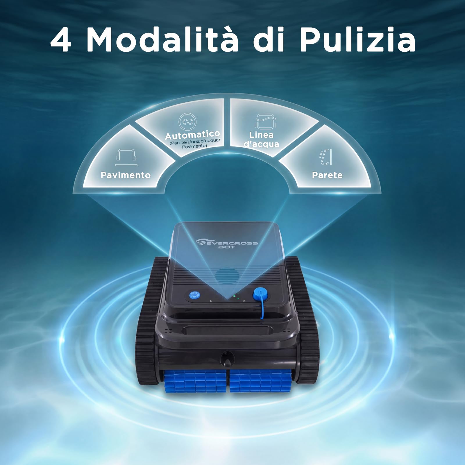 U8 Robot Piscina Senza Fili, Pulizia Fondo/Pareti/Linea Acqua, 4 Modalità, 120 Min Autonomia, Navigazione Intelligente, Parcheggio Automatico, App, fino a 200㎡