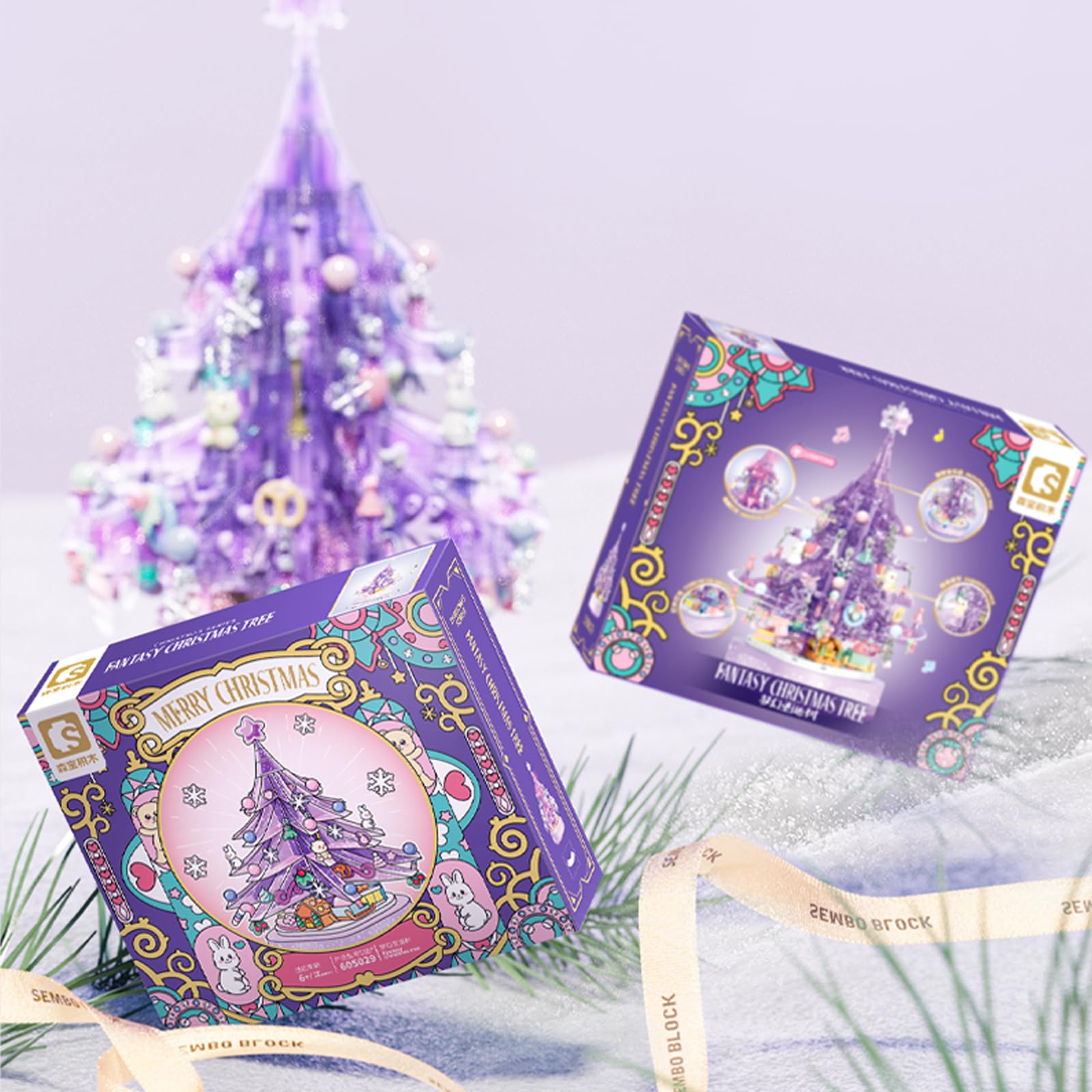 MEIEST Ensemble de Blocs de Construction pour Sapin de Noël, boîte à Musique, Vacances de Noël, Jouets de Construction, Cadeau, décoration de la Maison,14+