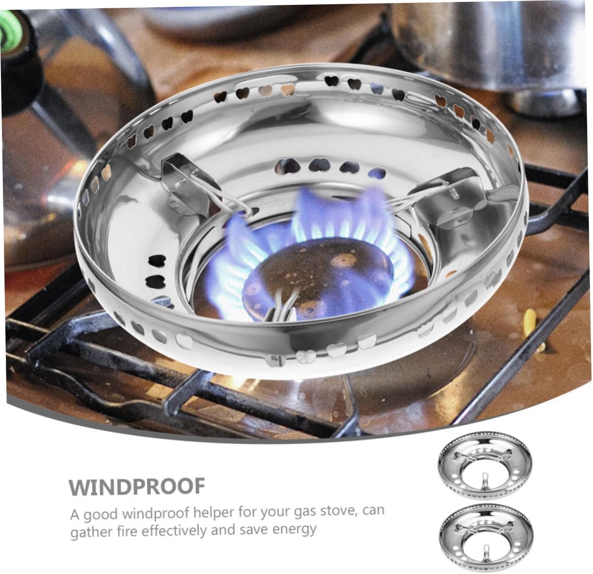2pcs Stainless Steel Wok Stand Set Windproof Gas Stove Support Easy Install Wok Rack for Home Restaurant Cooking Durable High-Temperature Resistant Bracket