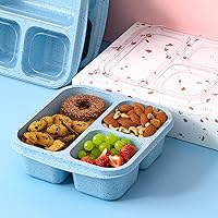 Vista 6 de Cajas de aperitivos (paquete de 3) – Cajas Bento apilables con 3 compartimentos, recipientes de preparación de comidas reutilizables, recipientes