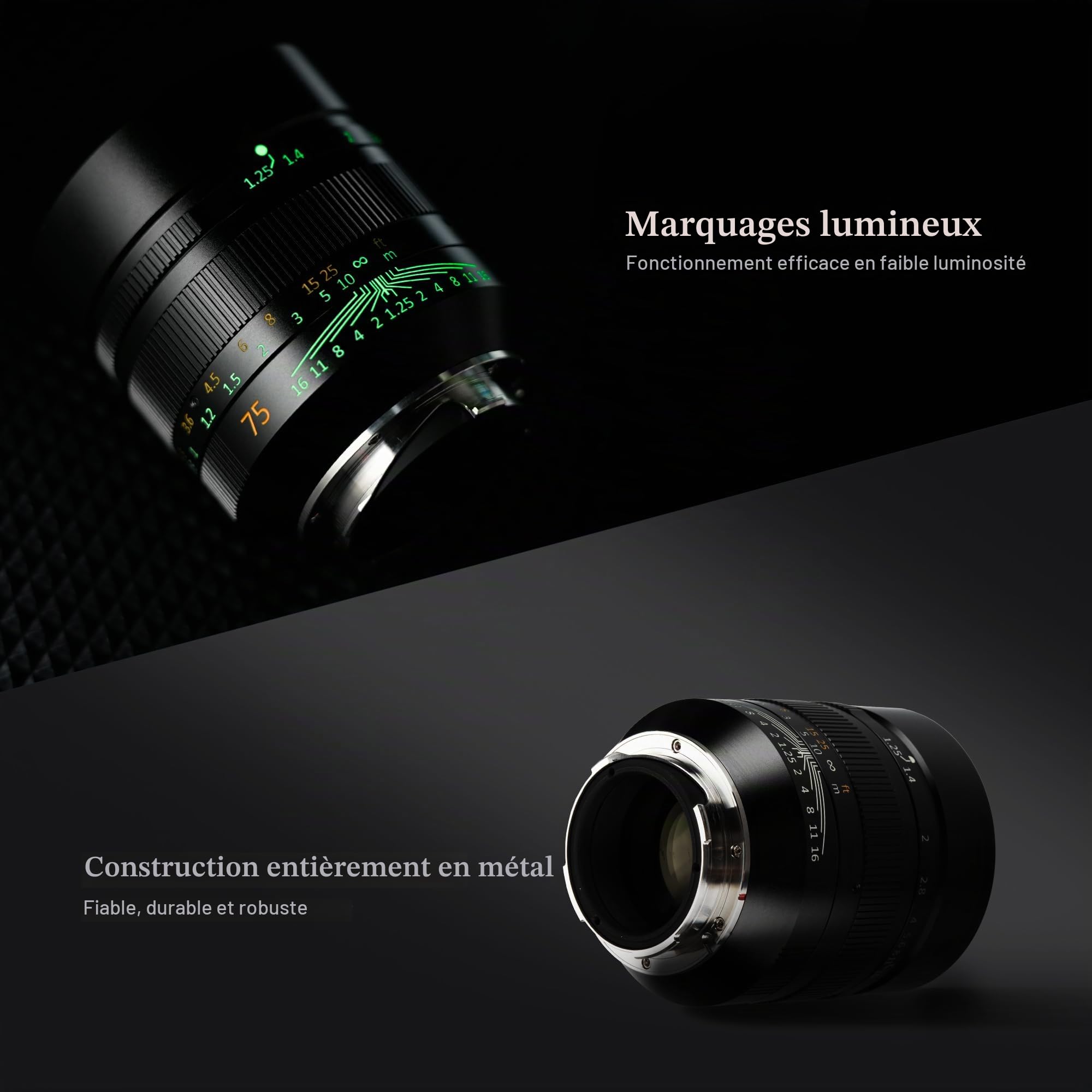 Objectif à Mise au Point Manuelle 7artisans 75 mm f/1.25 Mark II Compatible avec Les appareils Photo Leica à Monture M (Leica M240, M3, M6, M7, M8, M9, M9p, M10)