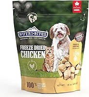 NutriBites Freeze-Dried Chicken Treats for Dogs & Cats - All-Natural High-Protein Training Rewards & Meal Toppers, Grain-Free 15oz Bulk Pouch