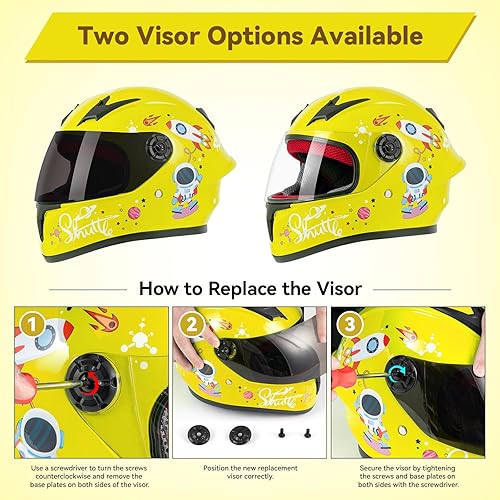Miniatura 6 de Casco de motocicleta para niños, casco de cara completa para jóvenes, casco ligero aprobado por DOT para motocross, ATV, todoterreno, cascos para