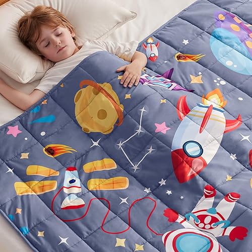 Miniatura 67 de anfie Manta con peso para niños (36"x48" 5 libras), manta con peso de enfriamiento para dormir, manta transpirable tamaño throw con cuentas de Gris