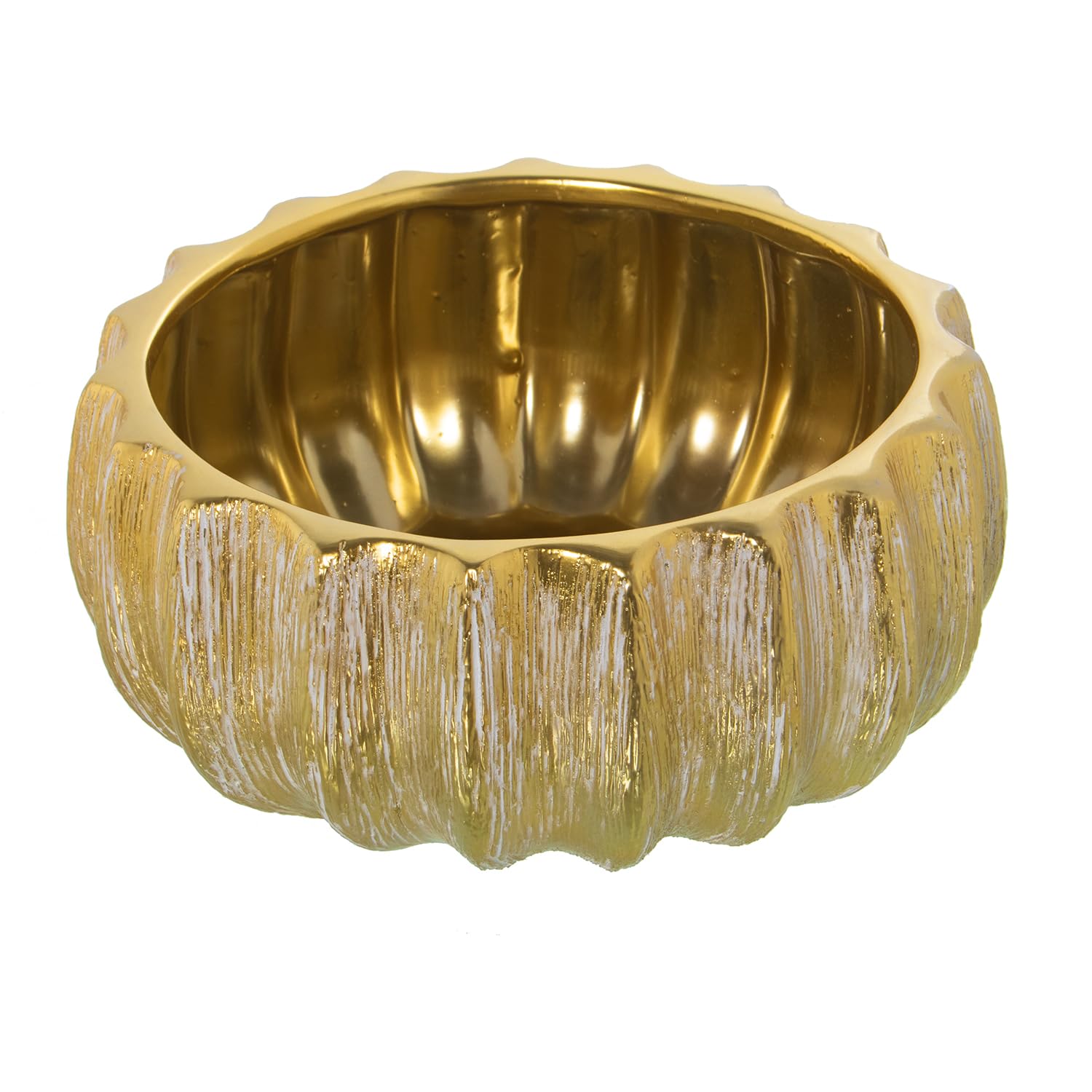 Coupe centro cerámica ø26cm blanche à rayures dorées dimensions 26x12cm en céramique