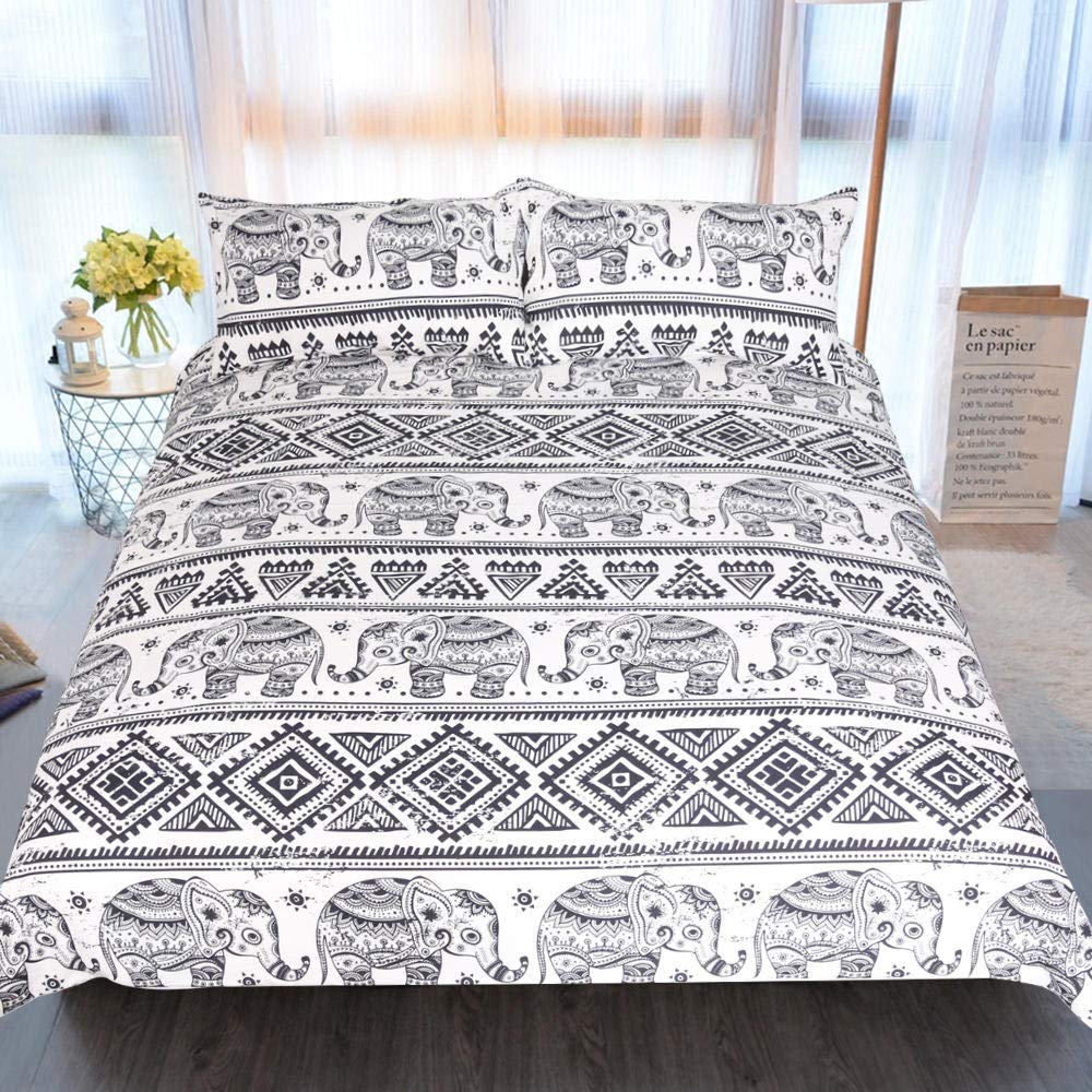 Housse de couette microfibres exotique et ses taies d'oreiller grand lit