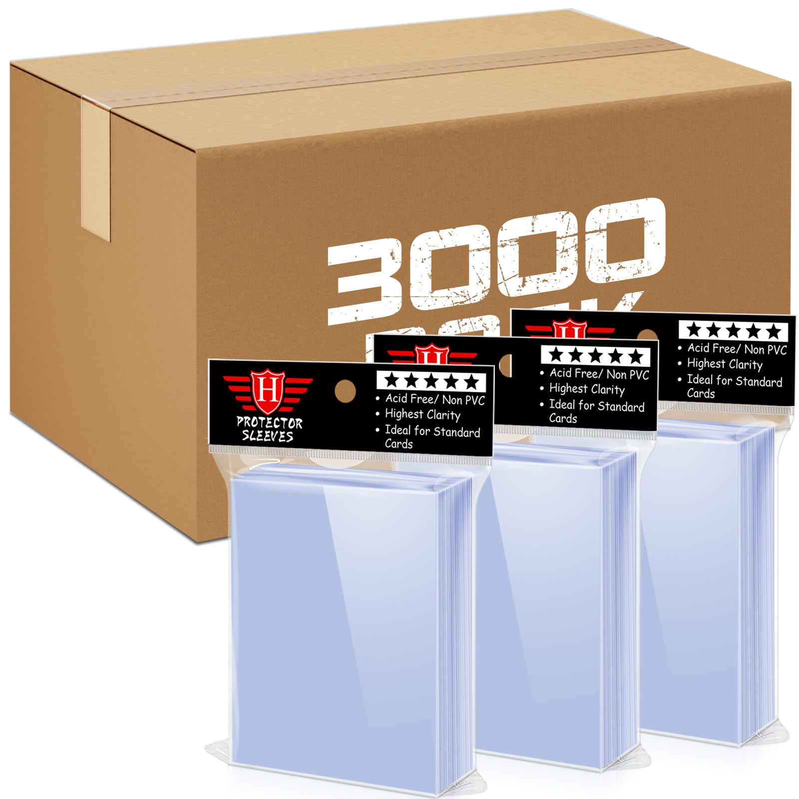 3000 Counts Card Sleeves TopLoaders for Trading Cards, Soft Clear Baseball Card Sleeves Plastic Card Protector for Football Card Sports Cards Game