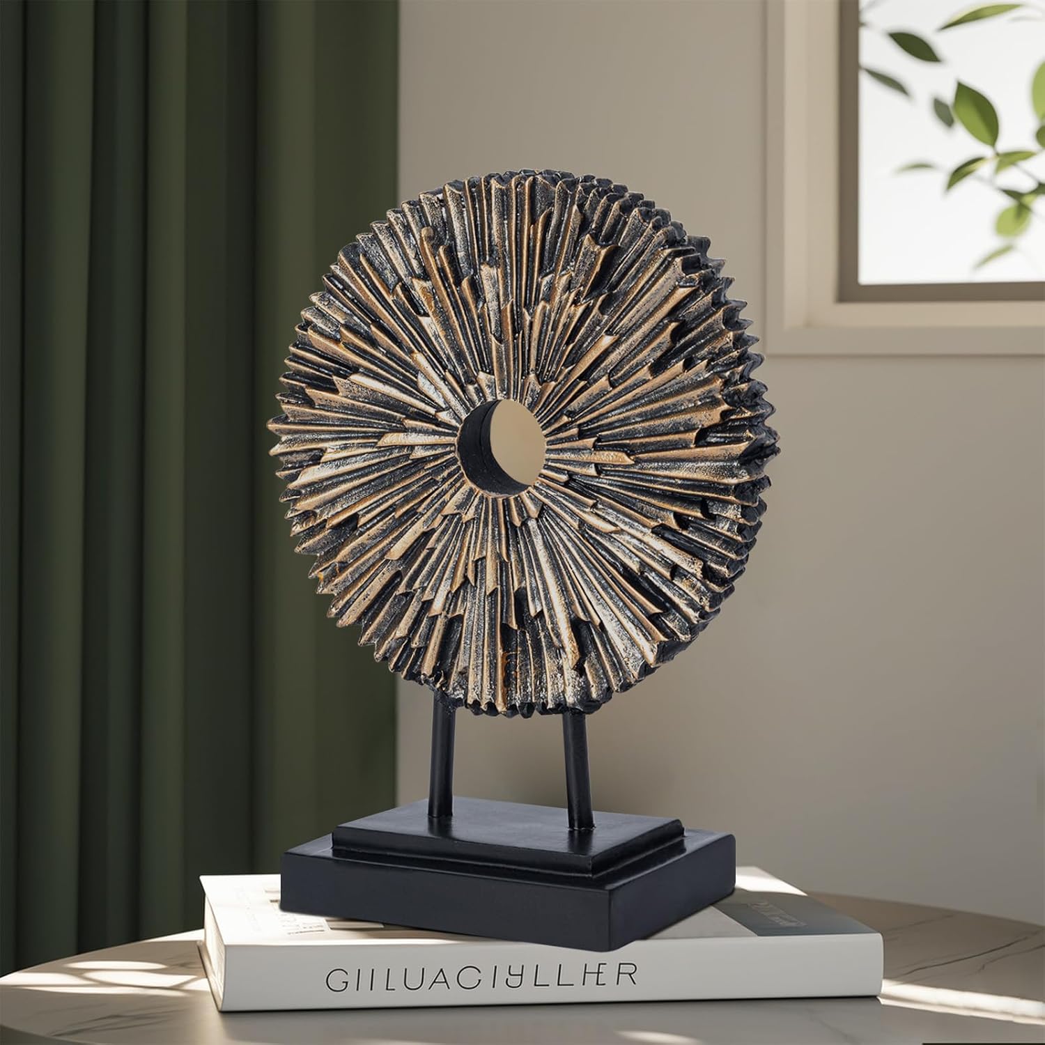 Minimalist Round Statue Above Cabinet Decor Kitchen, Modern Decorative Sculpture Home Decorations for Living Room Coffee Table, Office Decor Items, Center Table Decoration (Black) - Image 3