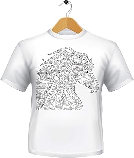Horse Colouring T Shirt, Children’s Unisex t shirt, Graffiti T Shirt, Choice of sizes, With or Without Pens See Description
