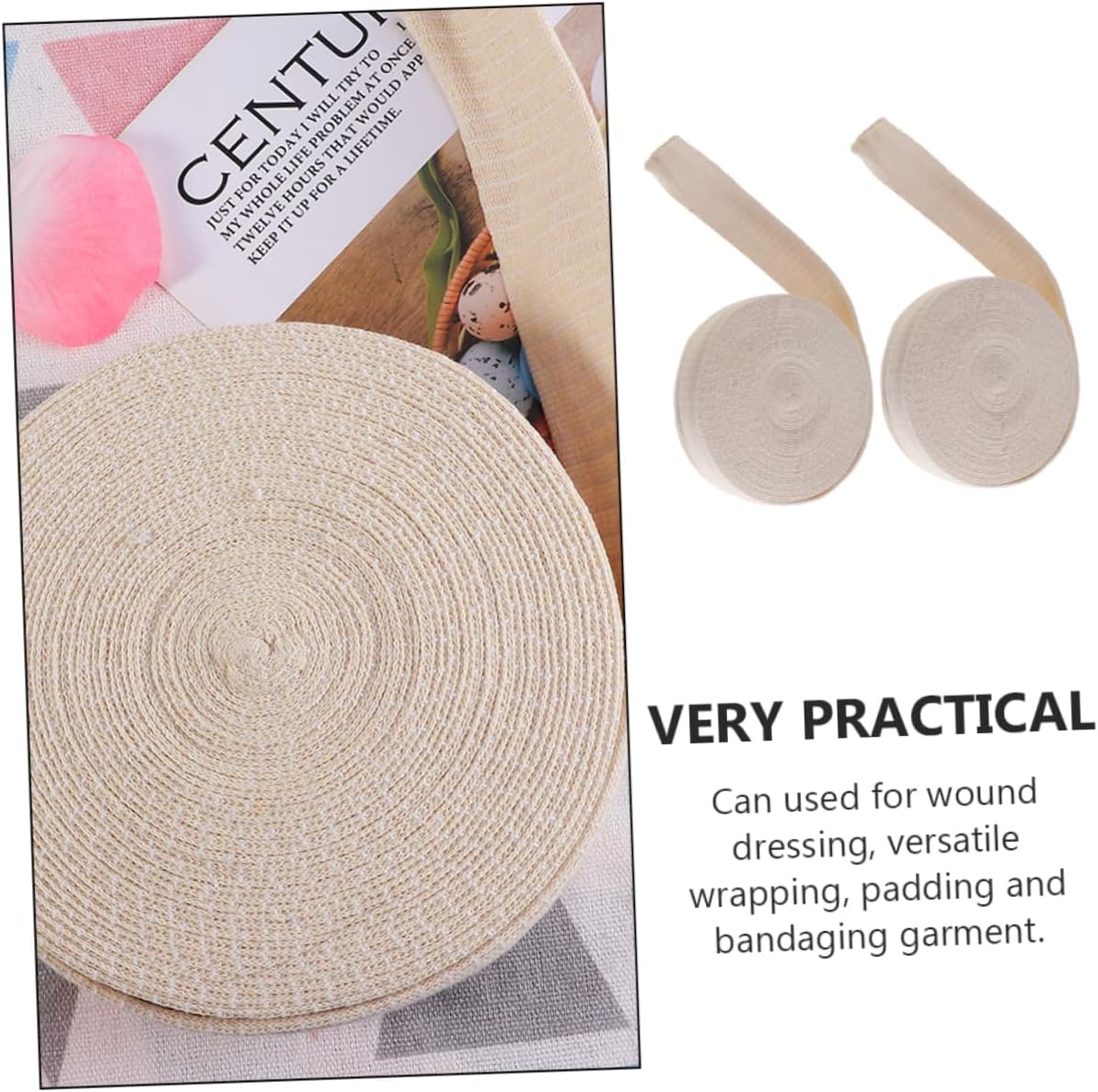 COLLBATH High Elastic Plaster Socks 2 Rolls Tubular Gauze for Wounds Cotton Stockinette Bandages for Arm Brace