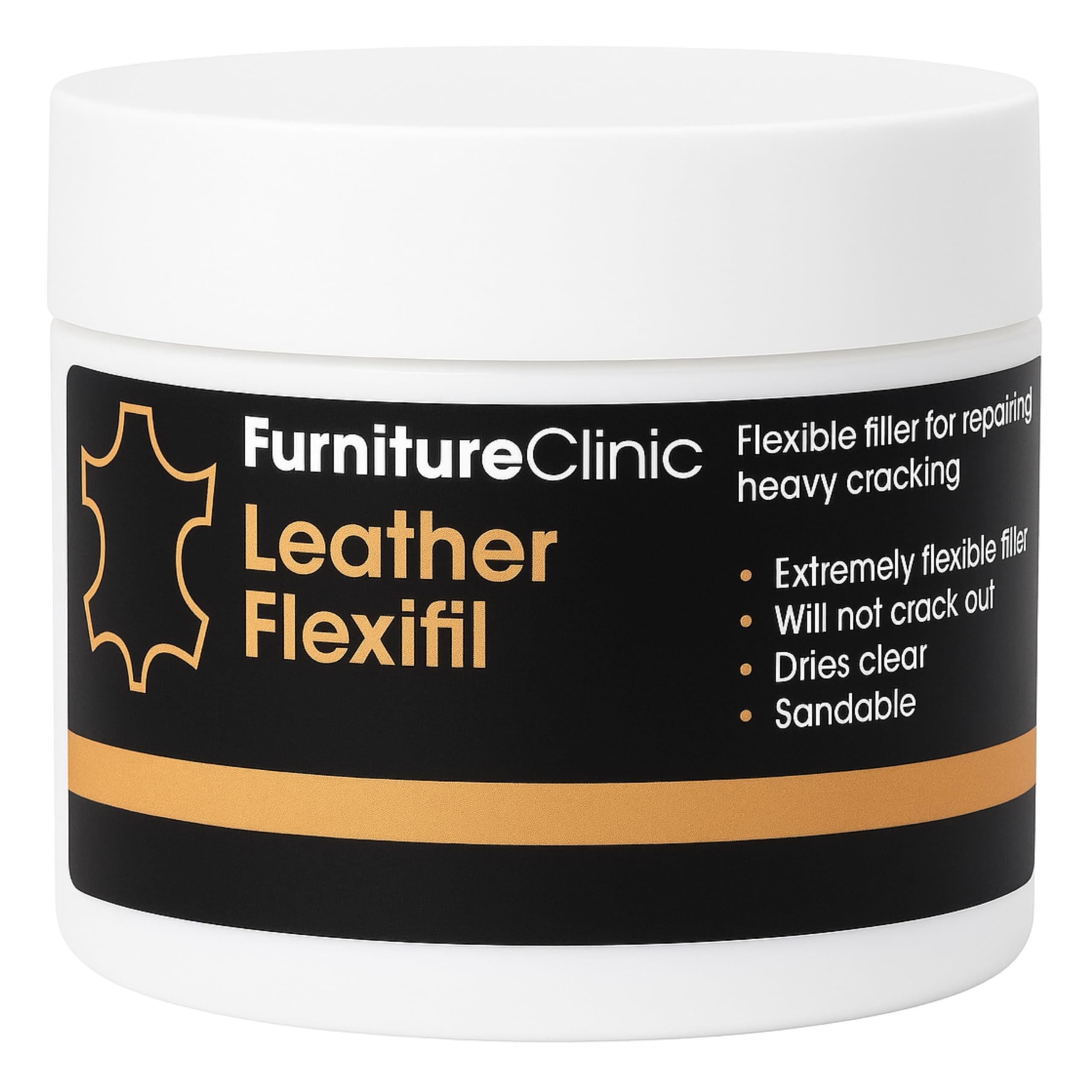 Furniture Clinic Leather Flexifil - 非常に柔軟なフィラーは、レザーソファ、カーシートの猫の傷、穴、重いひび割れを修正するために使用されます (50ml)