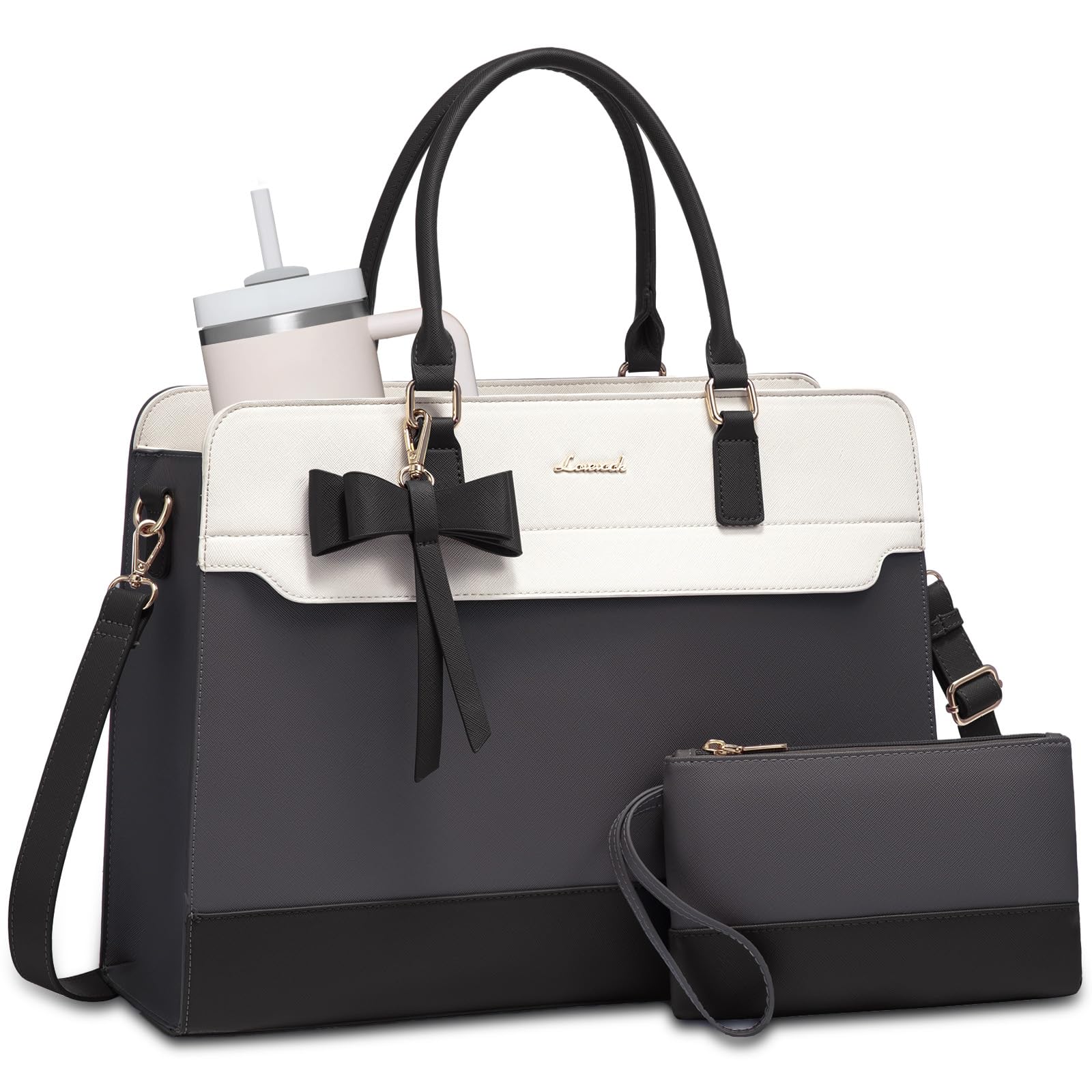 LOVEVOOK Laptop Tote Bag for Women,Leather Work Bag, Waterproof Business Teacher Bag,Large Computer Handbag Purse Briefcase,Office Gifts for Women