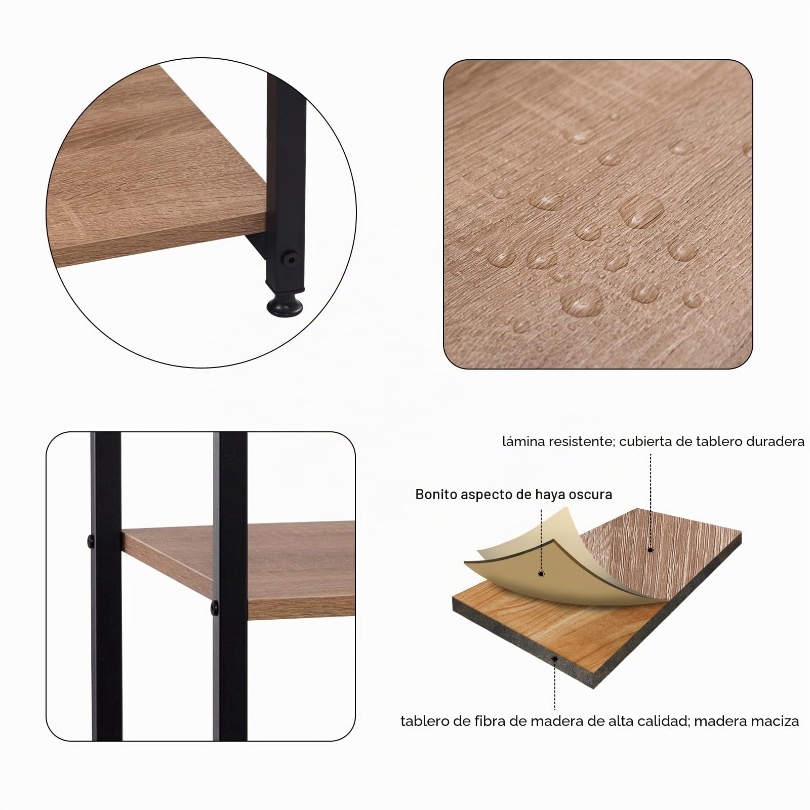 WOLTU Perchero de Pie con Estante Zapatero Perchero Burro para Colgador Ropa Metal y Madera, 90 x 40 x 167 cm