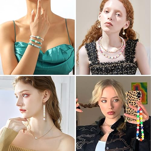 Miniatura 5 de XIMISHOP 1400 cuentas redondas de letras para la fabricación de joyas, 28 estilos dorados del alfabeto A-Z, cuentas acrílicas para hacer pulseras