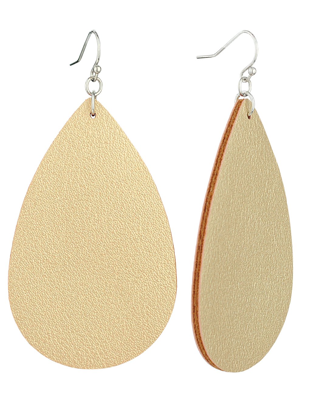 Women's Smooth Faux Leather Teardrop Dangle Pierced Earrings