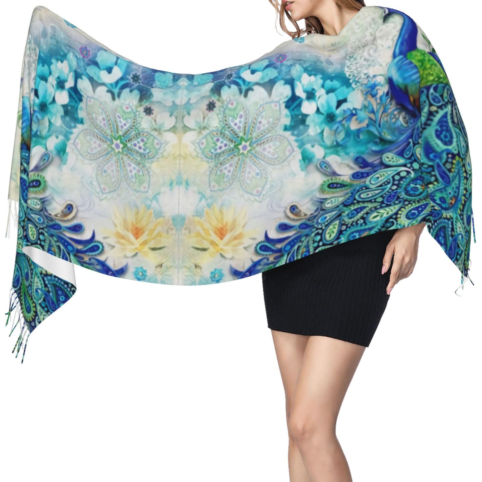 SLEHAGU Running Horse Women's Scarf Pashmina Shawl Wrap for Evening Dress Wedding Bridal Winter Warm Large Scarves