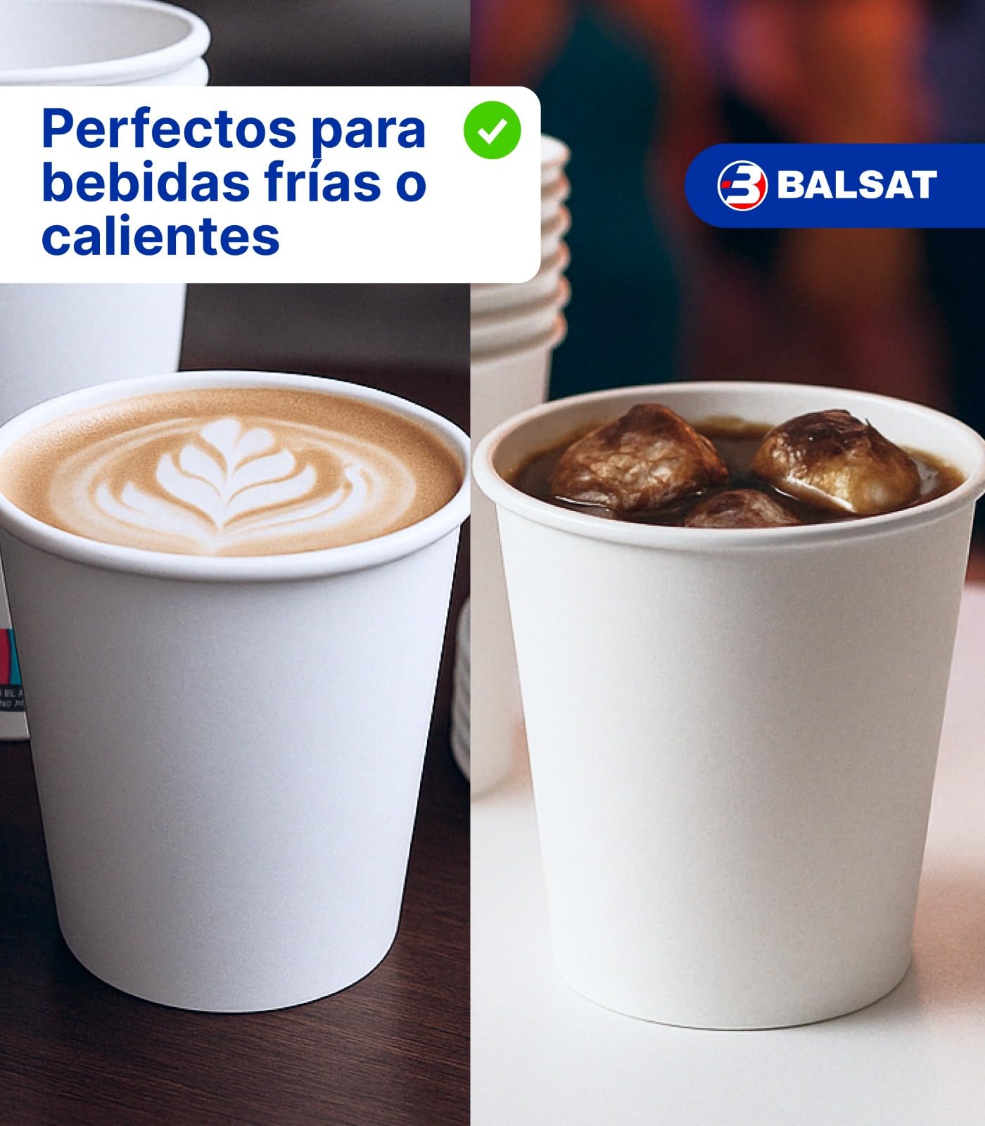 BALSAT Vaso Papel Blanco 200 ml. Fuentes de Agua, Bebidas para llevar, Resistente al calor y al frio. Reciclable y compostables (1000)