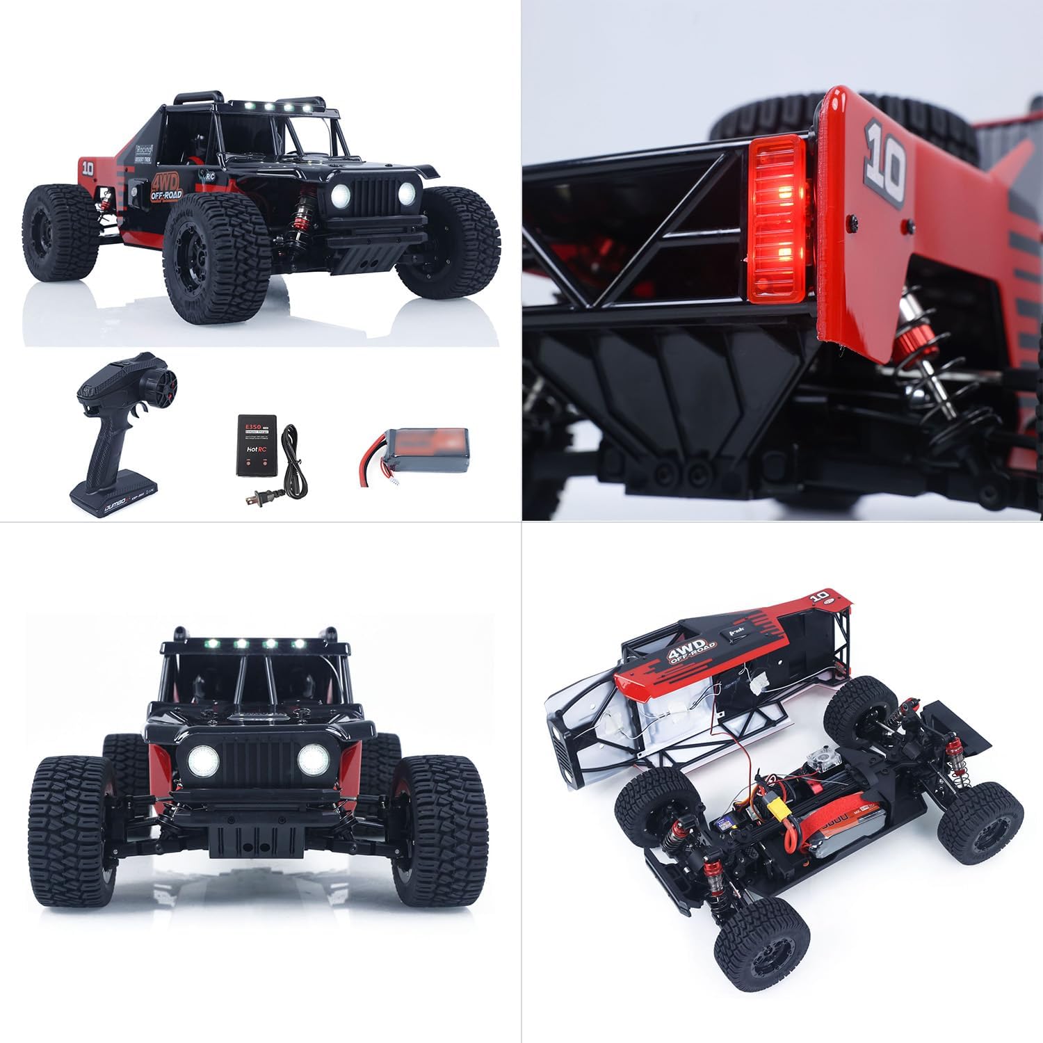 TOUCAN RC HOBBY 1/10 Radio Control Desert Truck 1003 4WD Electric RC Off Road Car Metal Motor Base Light System Gyro Remote Controller 80KM/H for Ages 18+