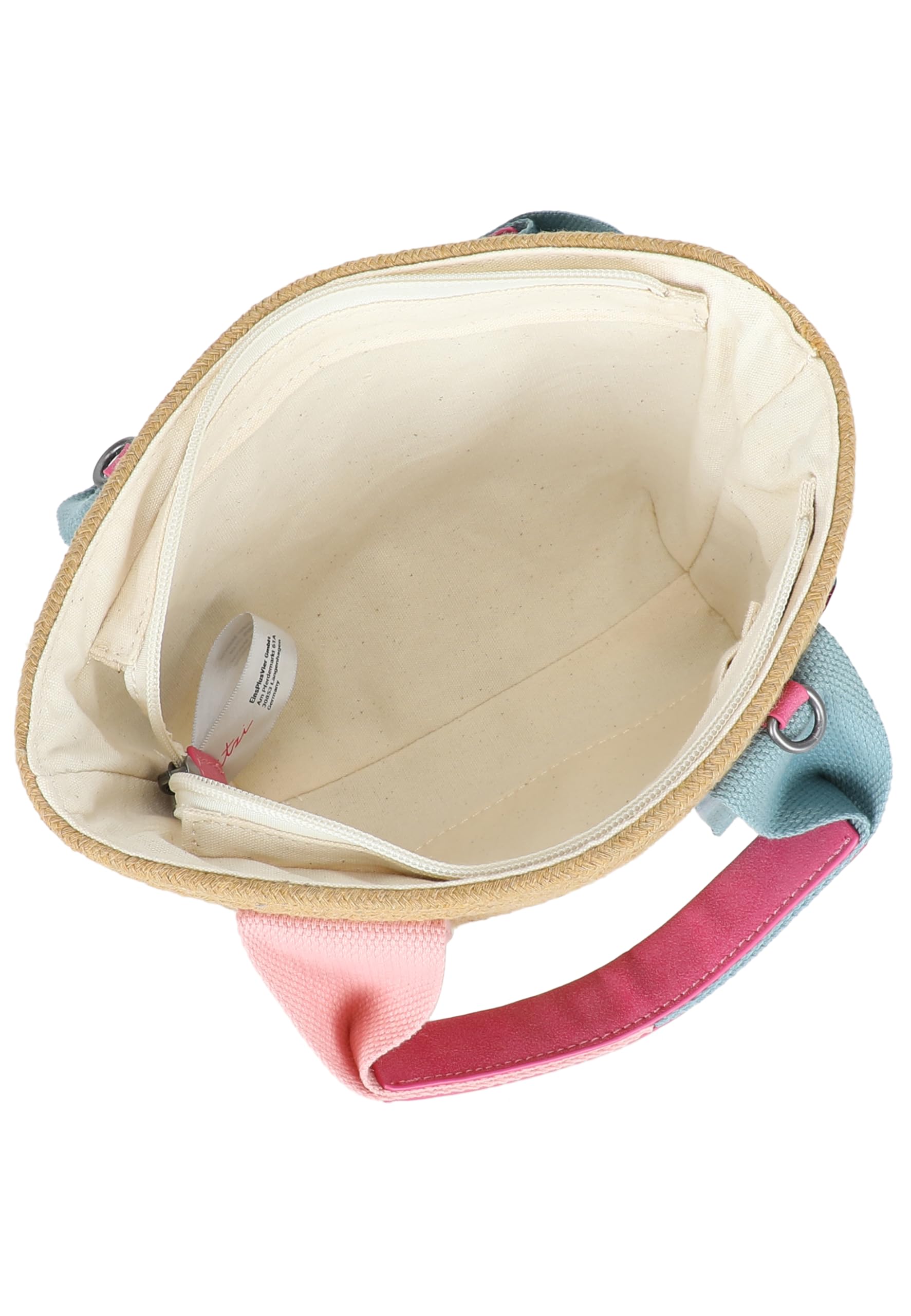 Fritzi Happy Summer Cross Umhängetasche Strohtasche Damen Crossbody Handtasche Festival Beach vegan Stroh-Optik 11 x 20 x 7 cm – Beige-Pink, Blue, Mint, Orange