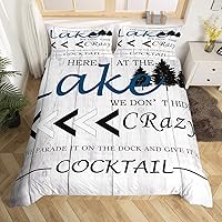 Vista 29 de Juego de funda de edredón rústica de madera con estampado de cabaña de lago tamaño Queen para niños, niñas, niños, adolescentes, decoración