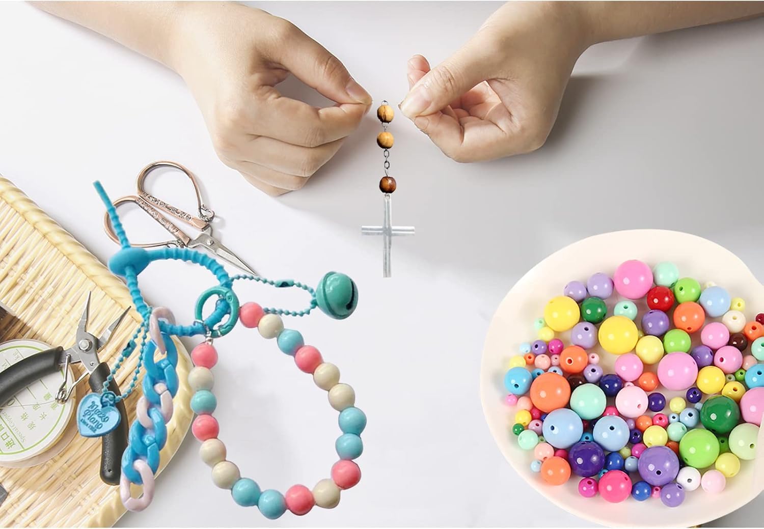 100 Pieces 14mm Acrylic Beads with 2.0mm Large Hole, Multicolor Mix Acrylic Round Loose Spacer Beads for Bracelets Necklaces Earring Jewelry Making Supplies - Assorted Color Random Quantity - Image 5