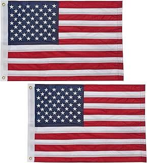 Bradford 2 Pack American Flag 12x18 Inches Embroidered Small American Boat Flag Nautical Patriotic
