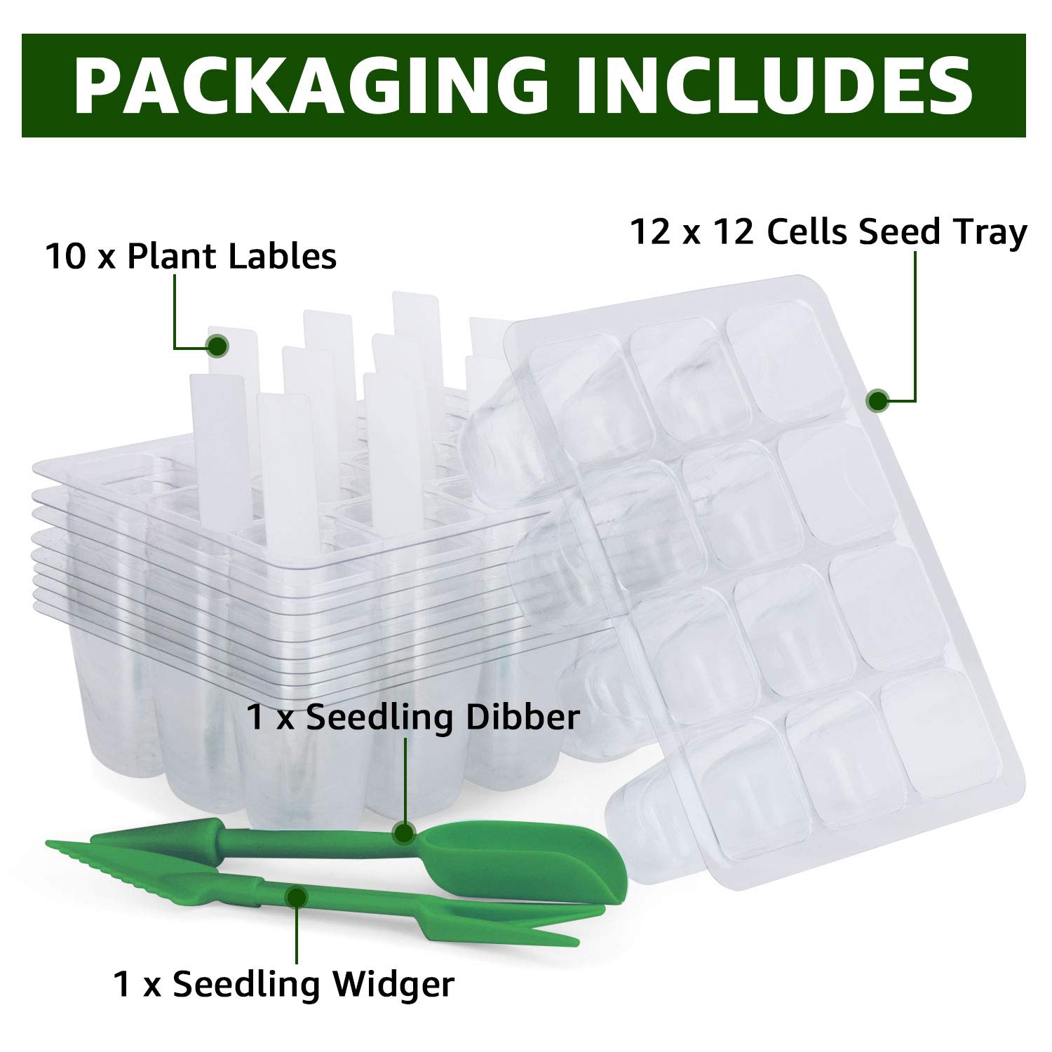 Buy Wrexat Seedling Starter Trays, 144 Cells (12 Trays, 12 Cells per Tray) Transparent Seedling