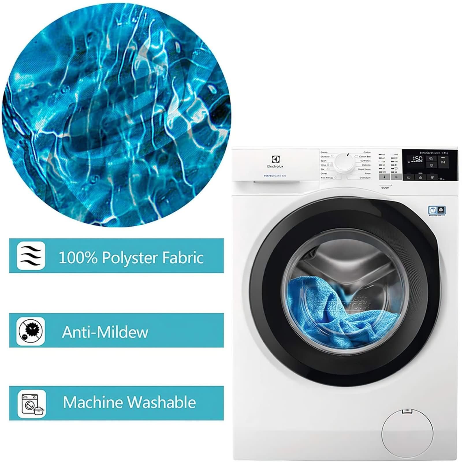 Cortinas de ducha rústicas, cortina de ducha azul, patrón de agua, poliéster, 66 x 80 pulgadas