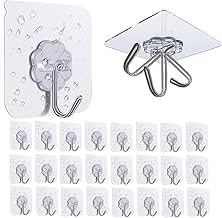 Rhimooay 25 Stück Haken Selbstklebend, Klebehaken Extra Stark Haken ohne Bohren, Wandhaken Selbstklebend, Klebehaken Transparent für Küche Badezimmer Wand & Decke Aufhänger, Max 10kg