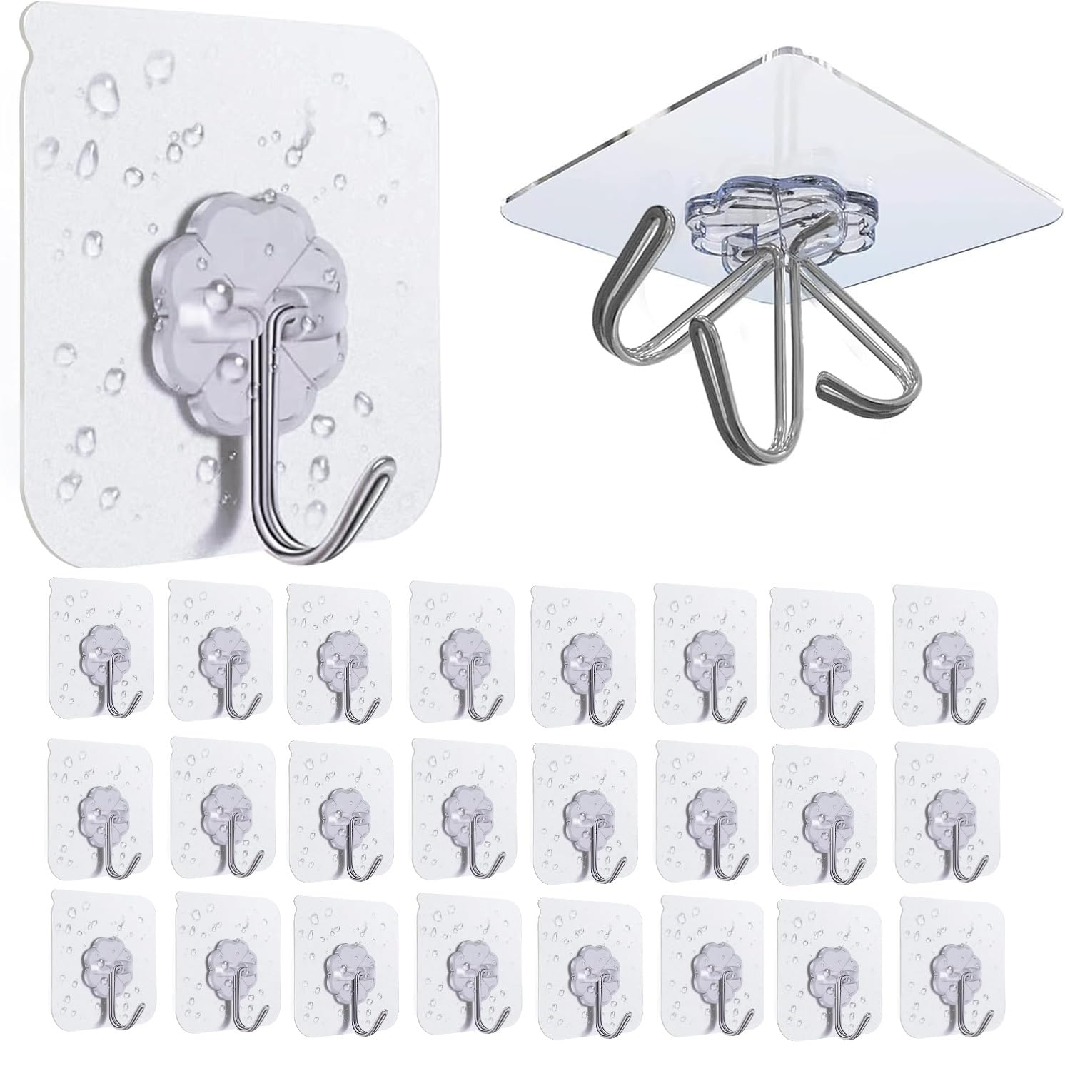 Rhimooay Haken Selbstklebend, Klebehaken Extra Stark Haken ohne Bohren, Wandhaken Selbstklebend, Klebehaken Transparent für Küche Badezimmer Wand & Decke Aufhänger, Max 10kg