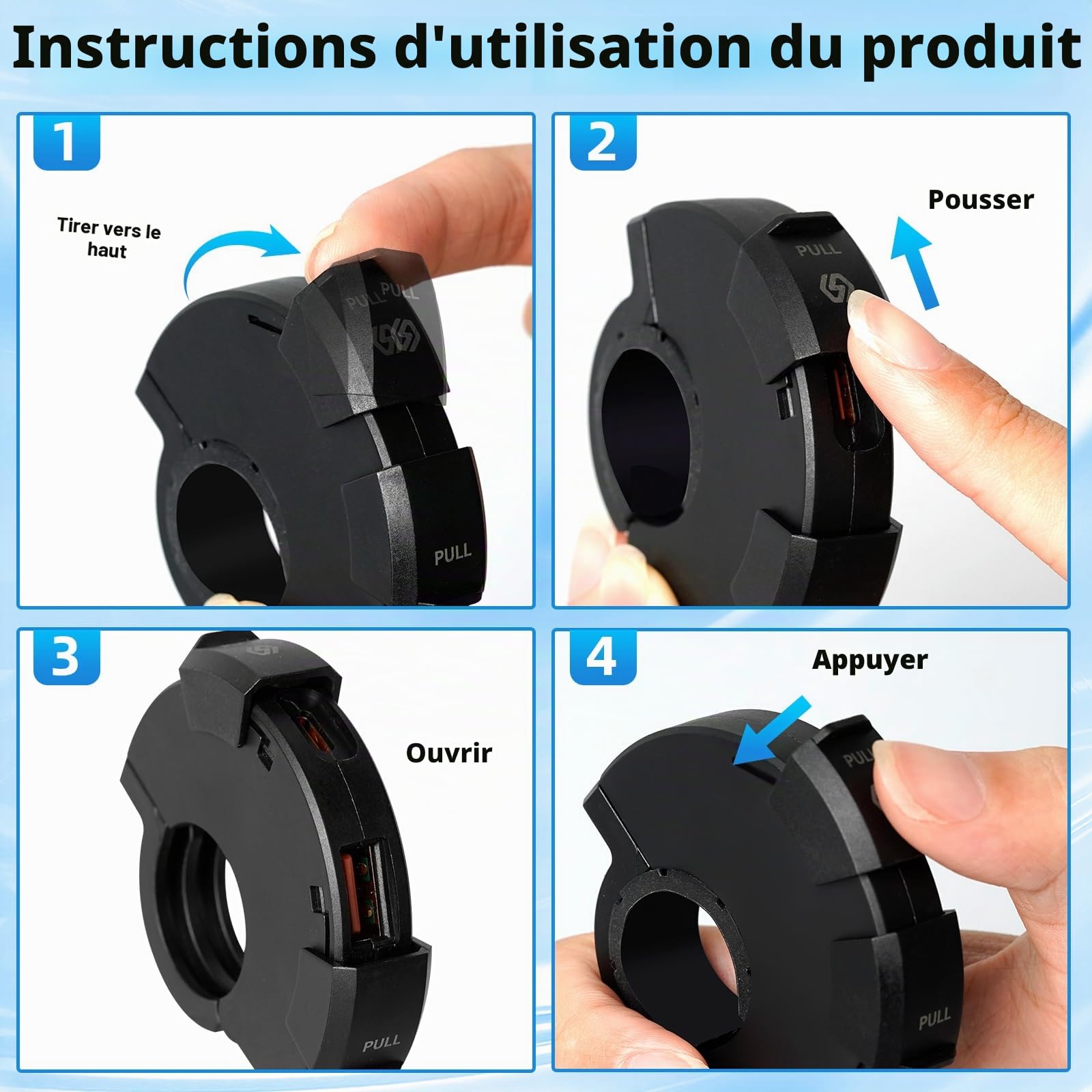 Prise USB Moto, Chargeur USB Moto QC3.0 USB& PD Type C Charge Rapide Prise de Chargeur de Voiture Etanche pour 12V-24V Moto, Camping-Car, ATVs