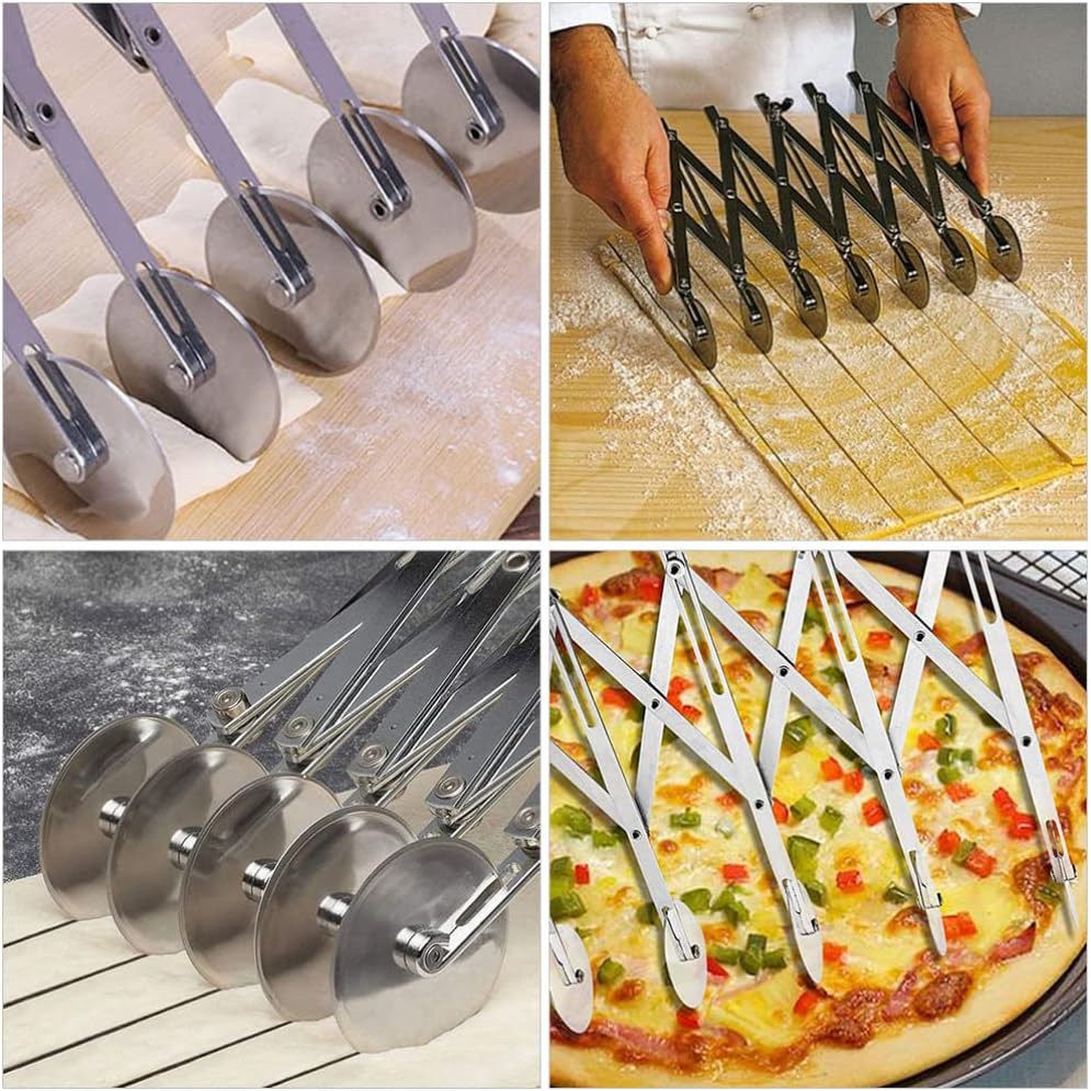 Pastry Wheel Cutter Stainless Steel Pizza Wheel Pizza Slicer Expandable Dough Cutter