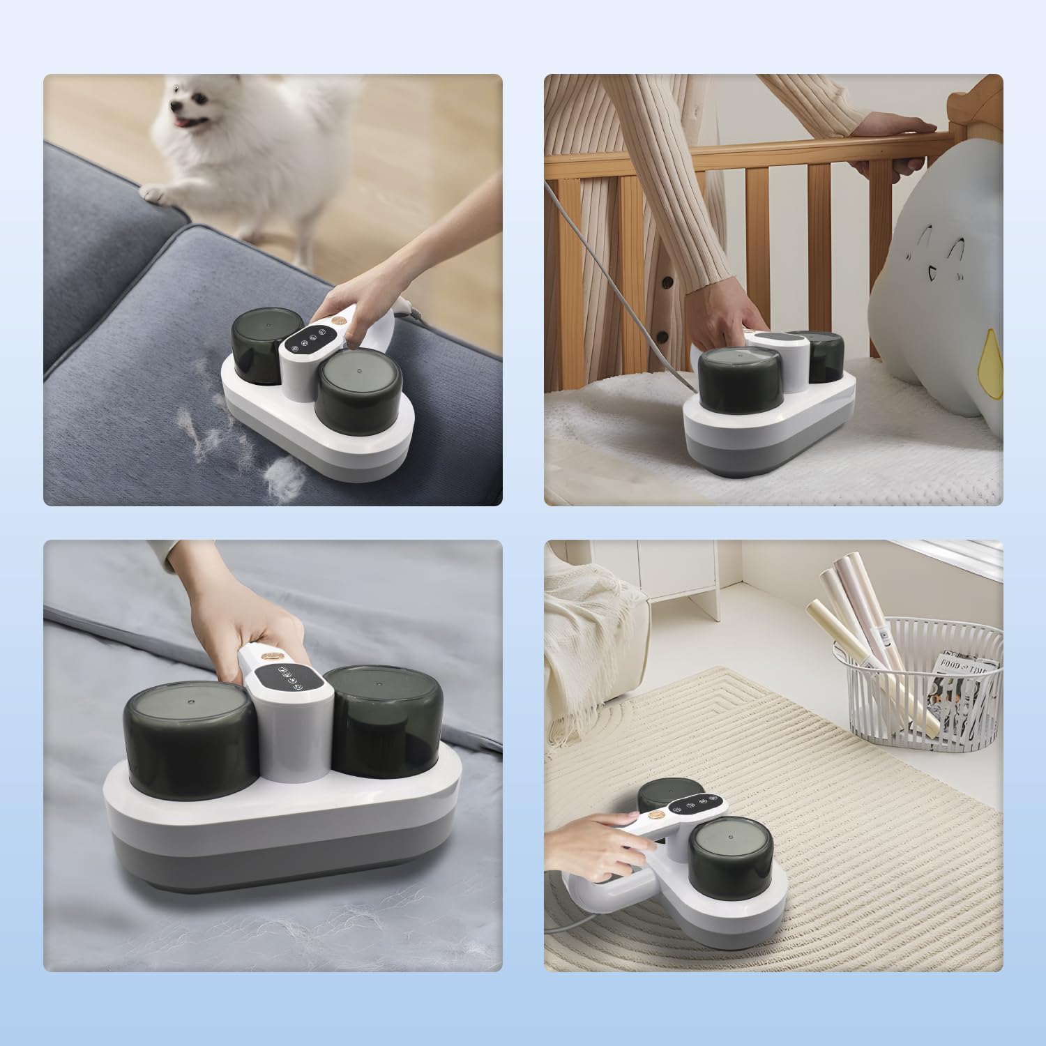 Milbensauger für Matratzen mit UV-Licht Handstaubsauger 400W 14Kpa Matratzenreiniger Heißluftfunktion Bürstenrolle Bett-Staubsauger mit Kabel