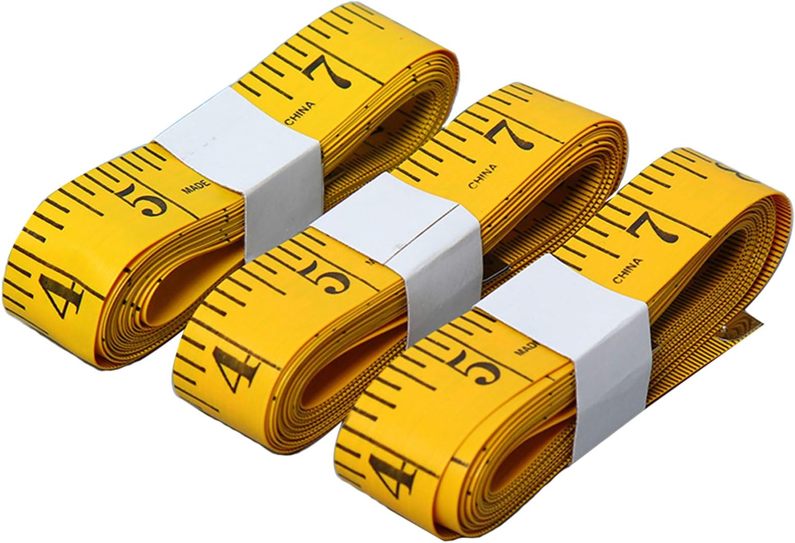 Soft Tape Measure 120 Inches/300cm, Pocket Measuring Tape for Sewing Tailor Cloth Body Measurement, Yellow 3-Pack