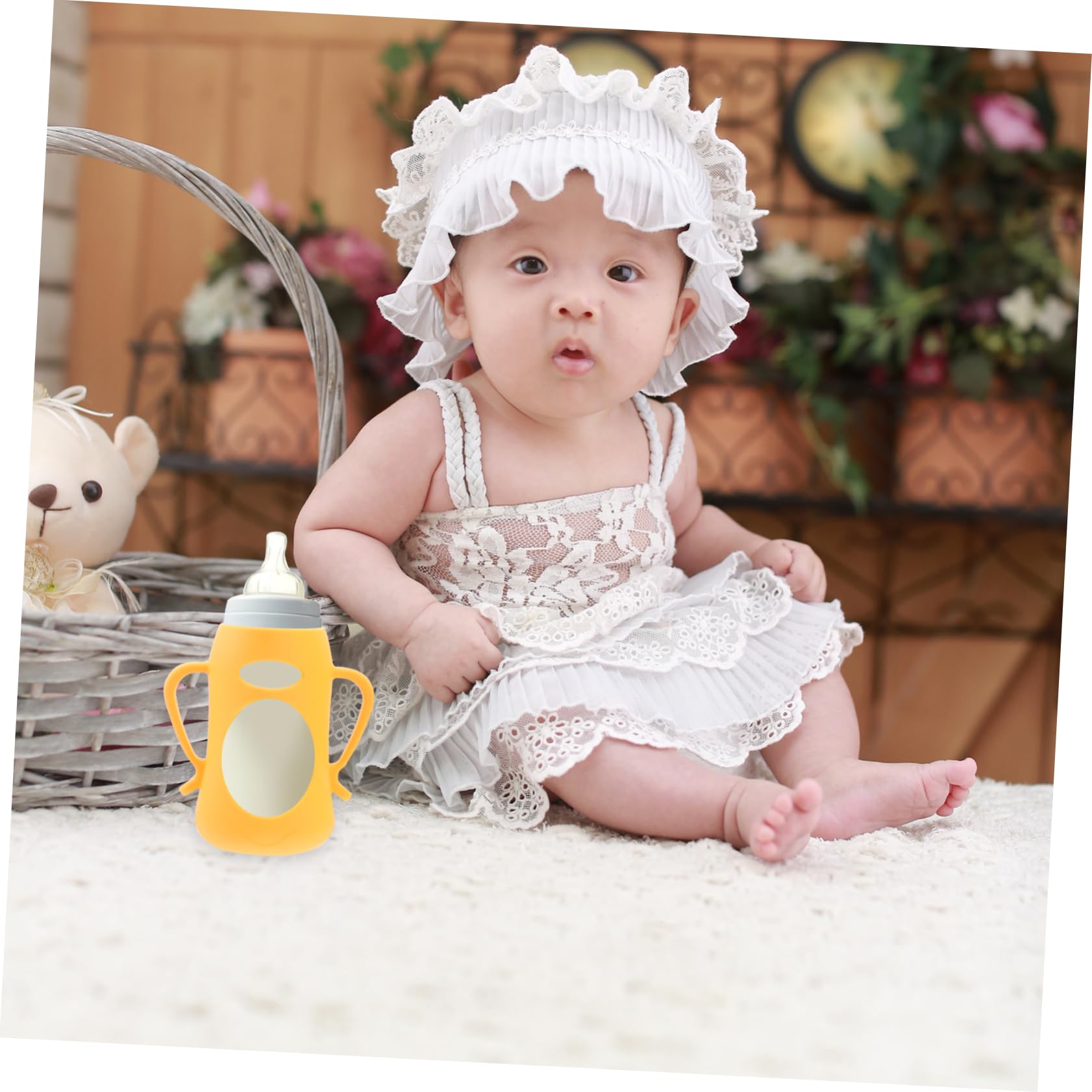 ERINGOGO 2Pcs Silicone Feeding Bottle Sleeves Protector for Milk Bottles Skid Shockproof Comfortable Grip Design