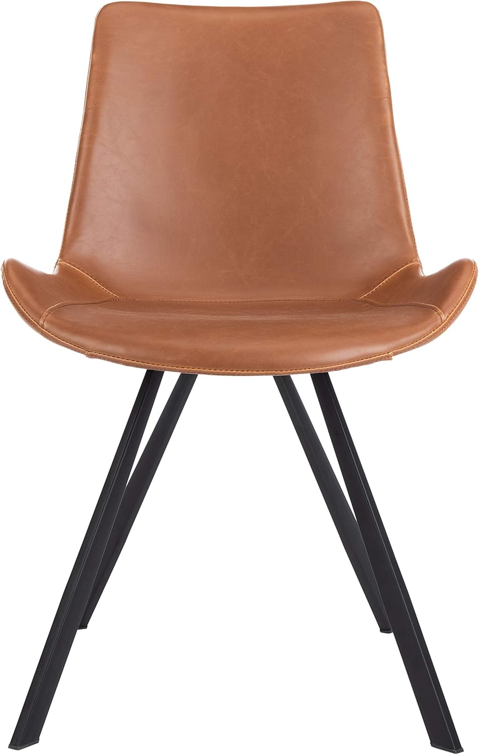 Safavieh Home Terra Mid-Century Modern Cognac Faux Leather and Black Dining Chair, Set of 2
