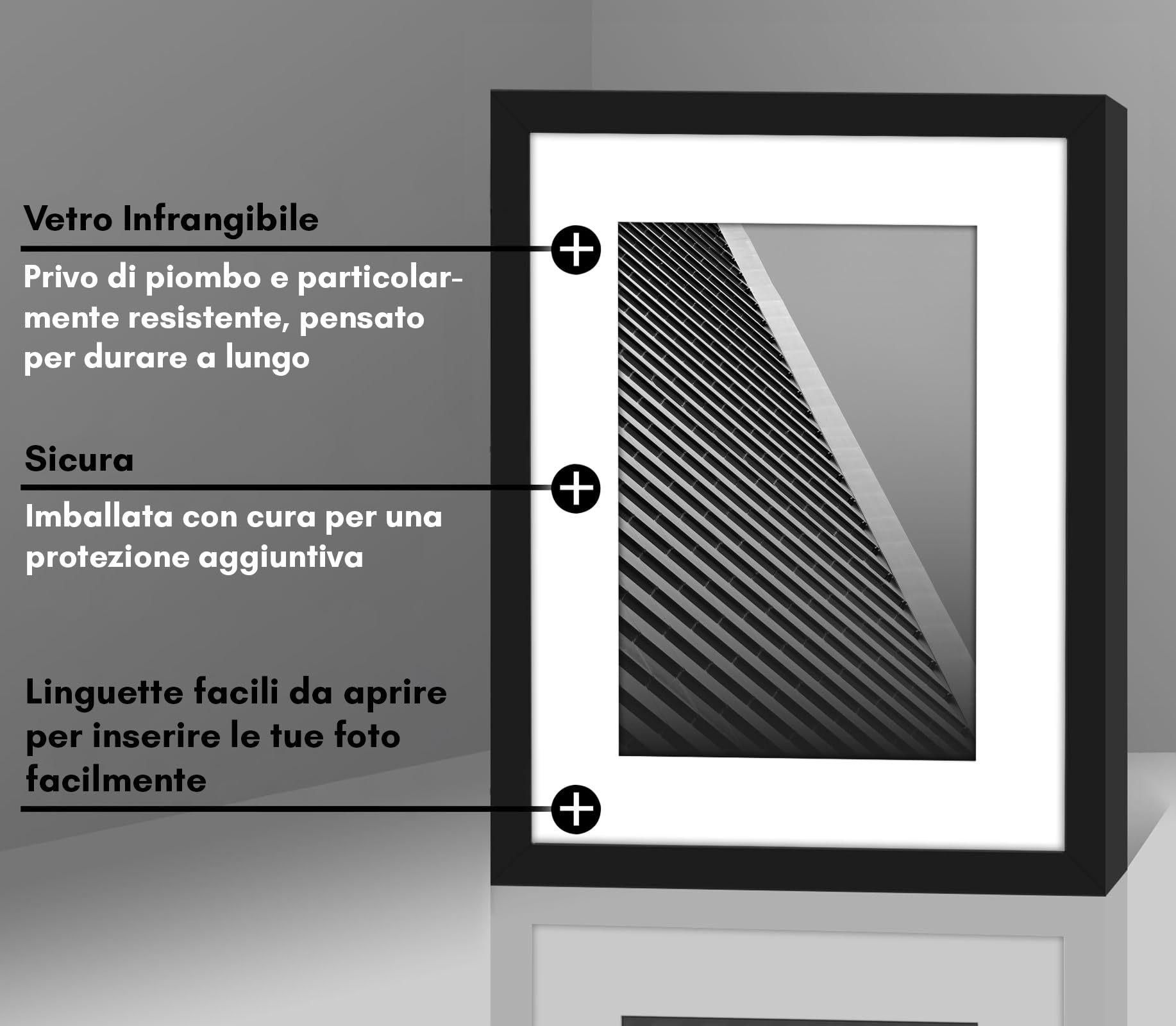 Americanflat Cornice portafoto 20 x 15 cm, colore nero, da