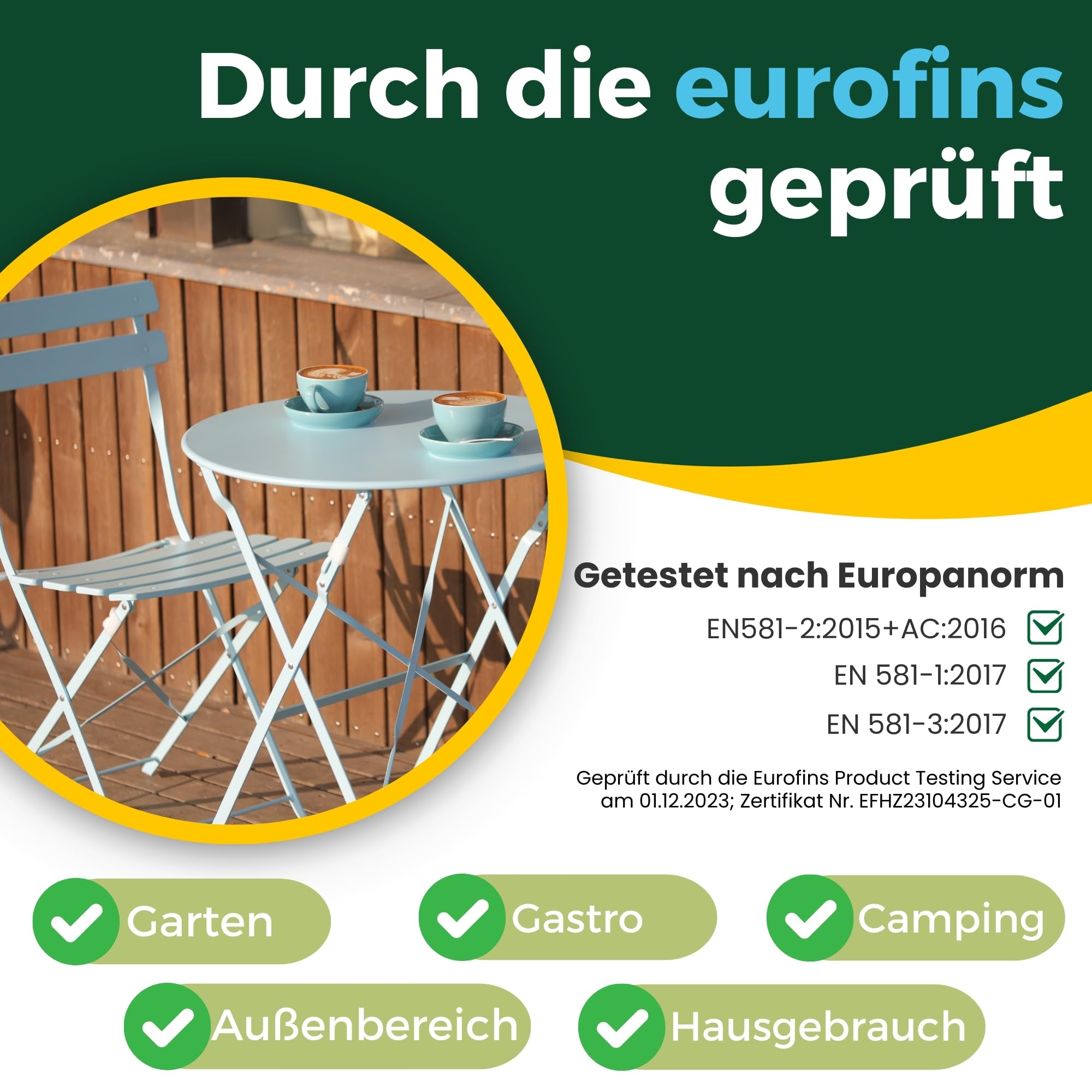 Albatros Bistro Set 3 piezas Azul – Mesa con 2 sillas plegables – Metal resistente – Diseño moderno para balcón o jardín