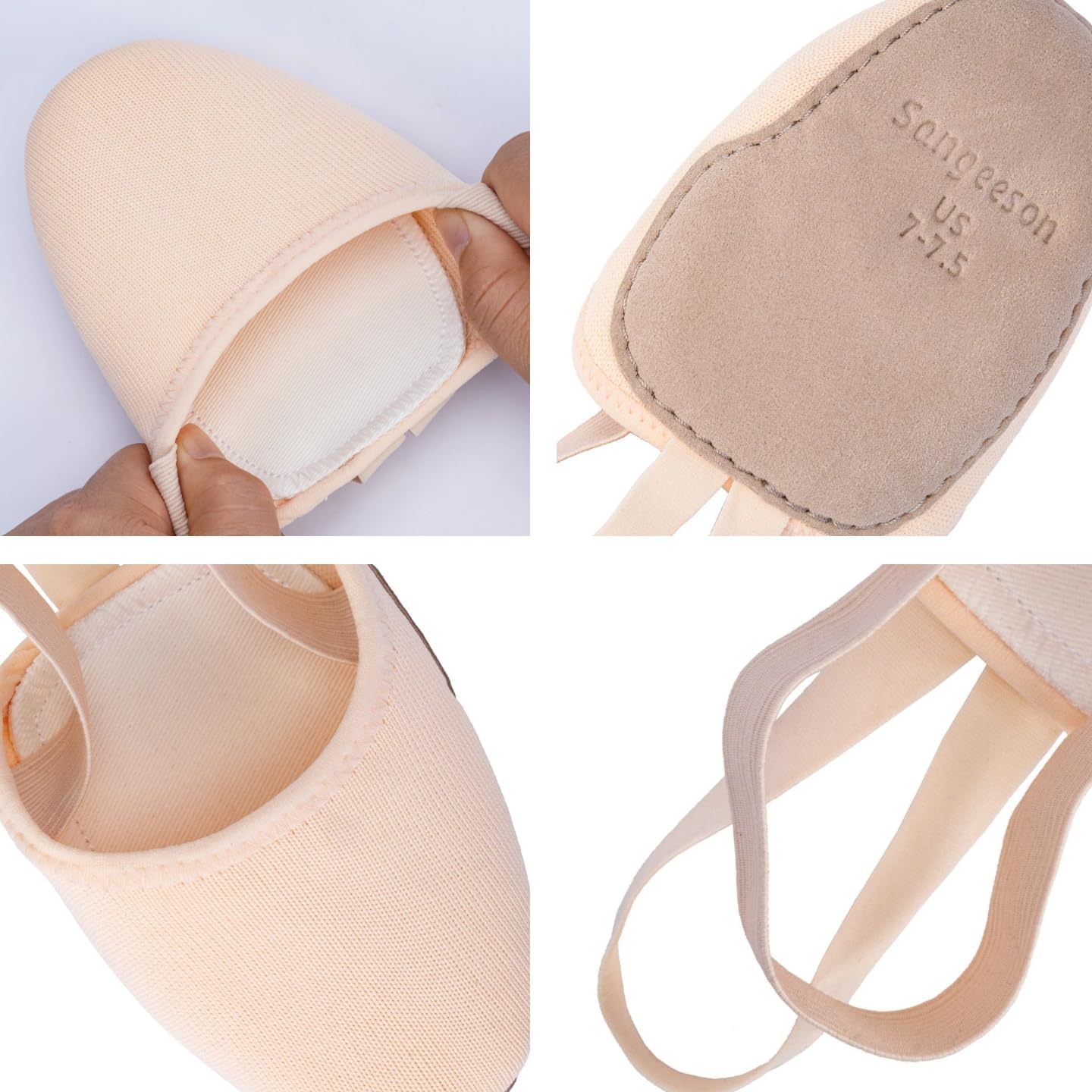 SANGEESON Half Soles Dance Shoes Womens Lyrical Pirouette Turners,Breathable Knitte Mesh Ballet Slippers,Ballet Shoes for Women for Beginner