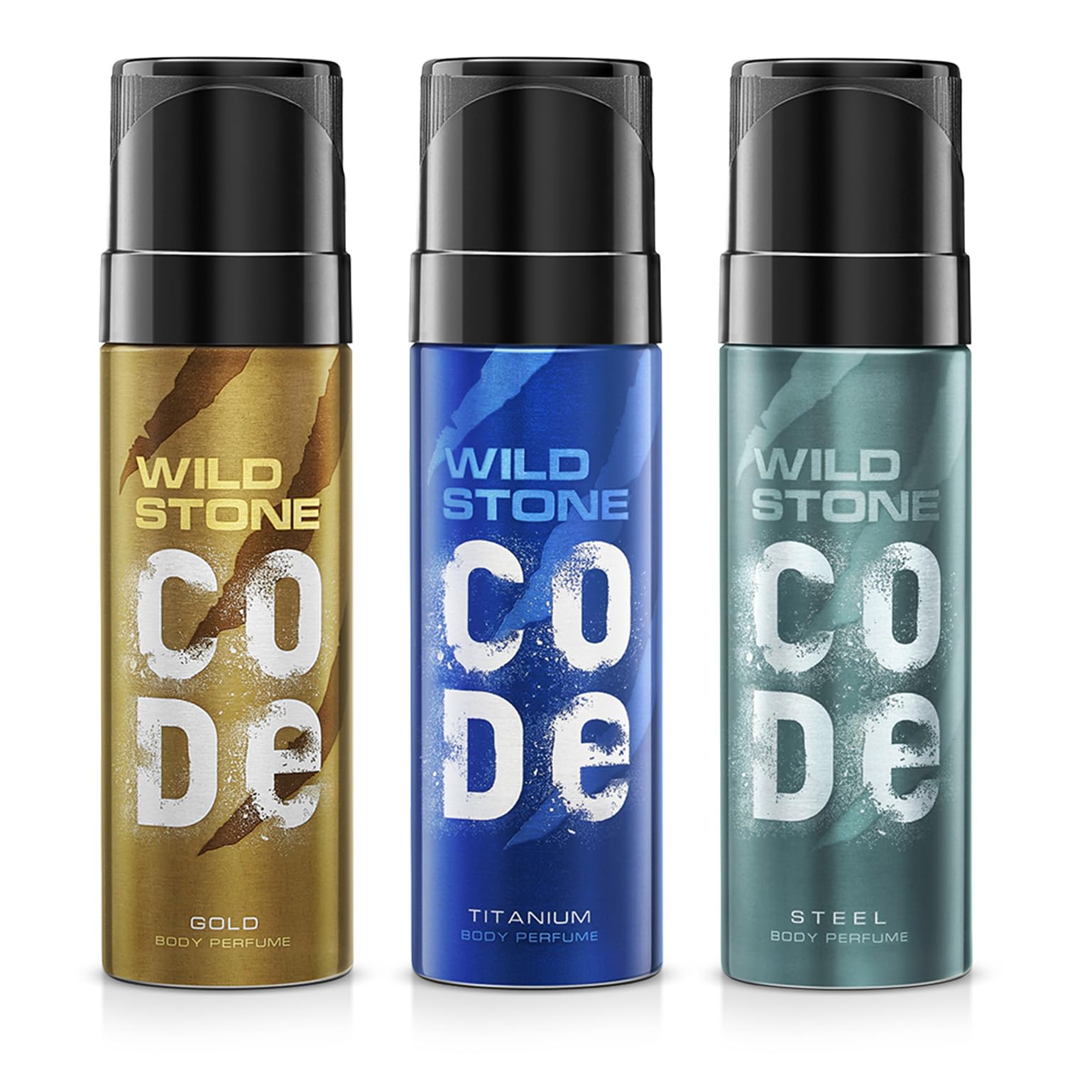 Gold, Titanium and Steel Body Perfume for Men, Pack of 3 (150ml each)|No Gas Deodorant|Long Lasting Body Spray
