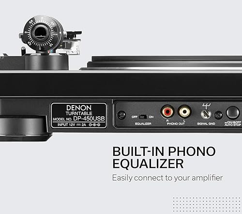 Miniatura 4 de Denon Tocadiscos analógicos semiautomáticos DP-450USB  Salida USB para grabación, negro y reproductor de CD compacto DCD-600NE en un diseño